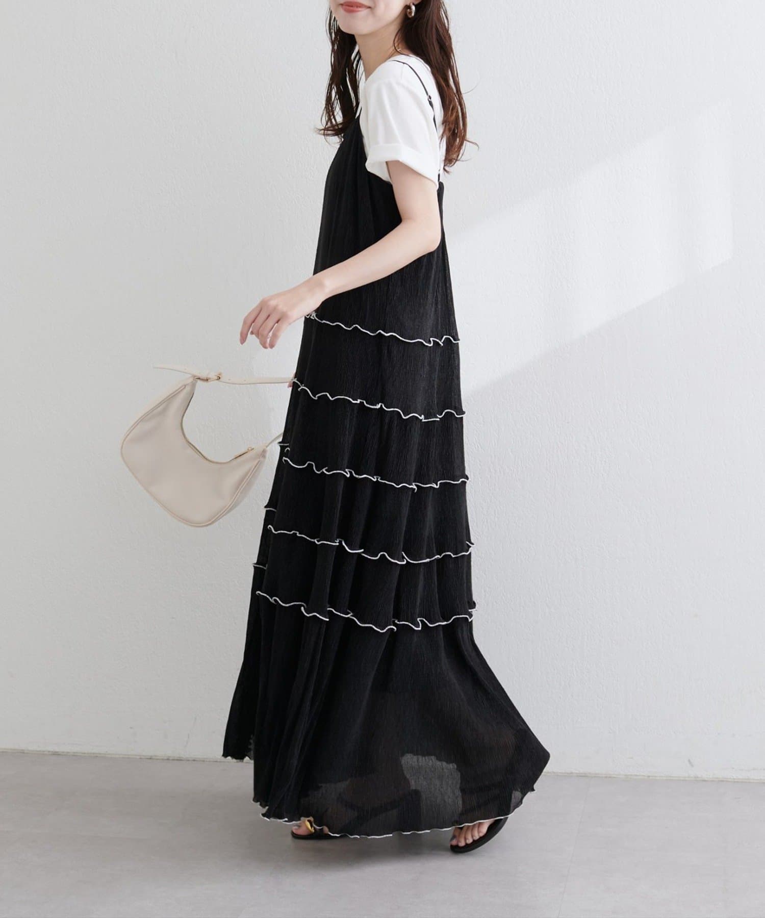 NICE CLAUP / OLIVE des OLIVE OUTLET(ナイスクラップ  / オリーブ デ オリーブ アウトレット) 【natural couture】プリーツメローキャミワンピース