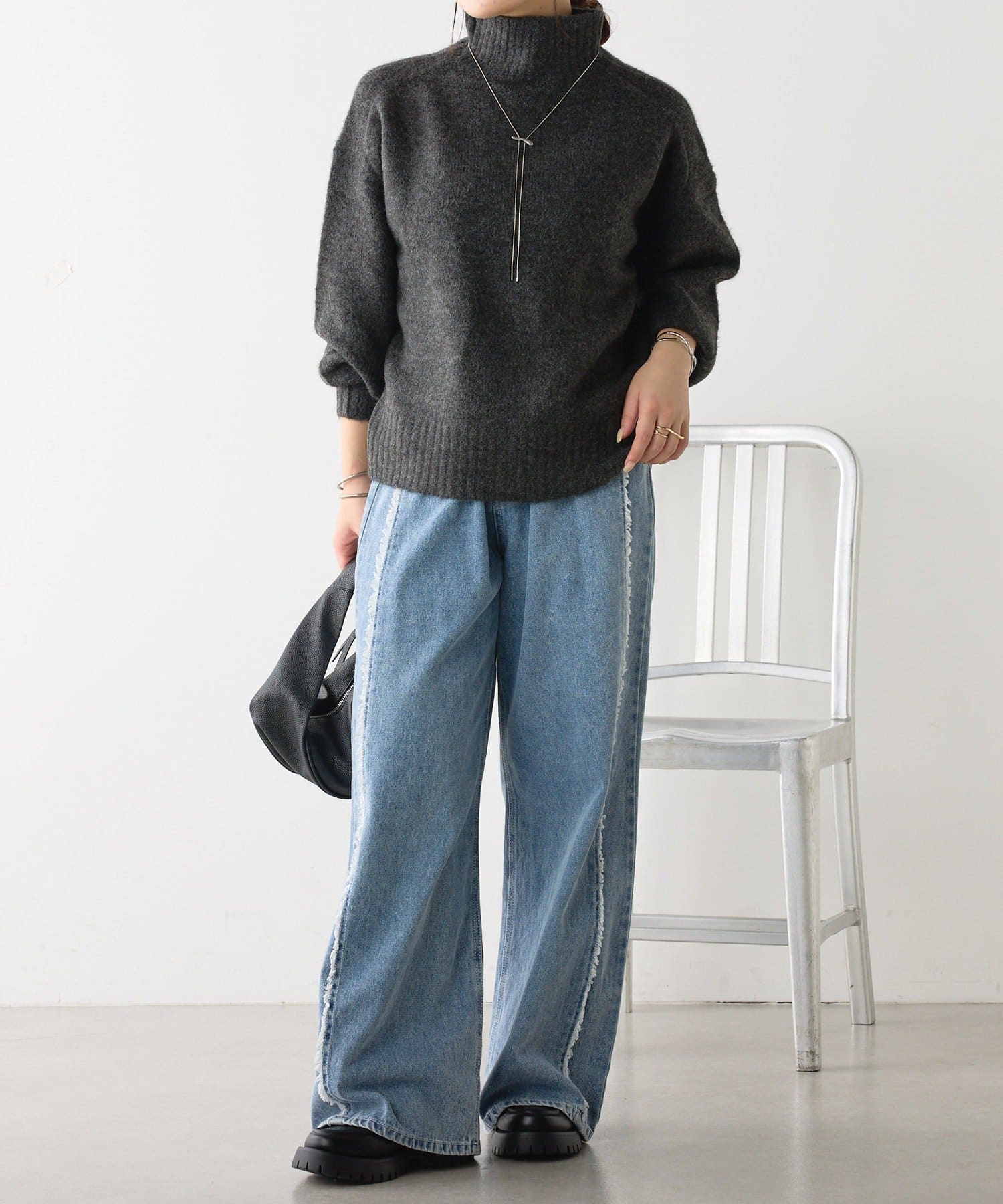 NICE CLAUP / OLIVE des OLIVE OUTLET(ナイスクラップ  / オリーブ デ オリーブ アウトレット) ヤクタッチハイネックニット