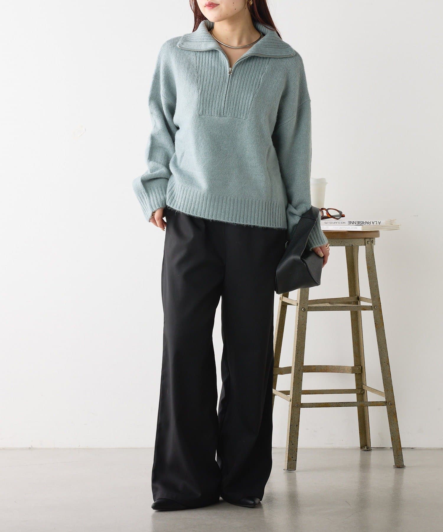 NICE CLAUP / OLIVE des OLIVE OUTLET(ナイスクラップ  / オリーブ デ オリーブ アウトレット) ヤクタッチハーフＺＩＰニット