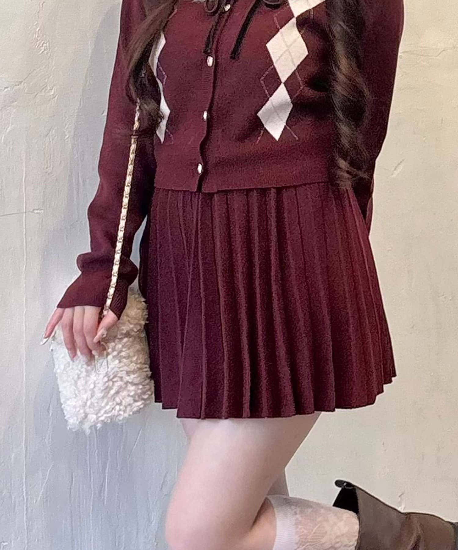 OLIVE des OLIVE(オリーブ デ オリーブ) ニットプリーツスカート