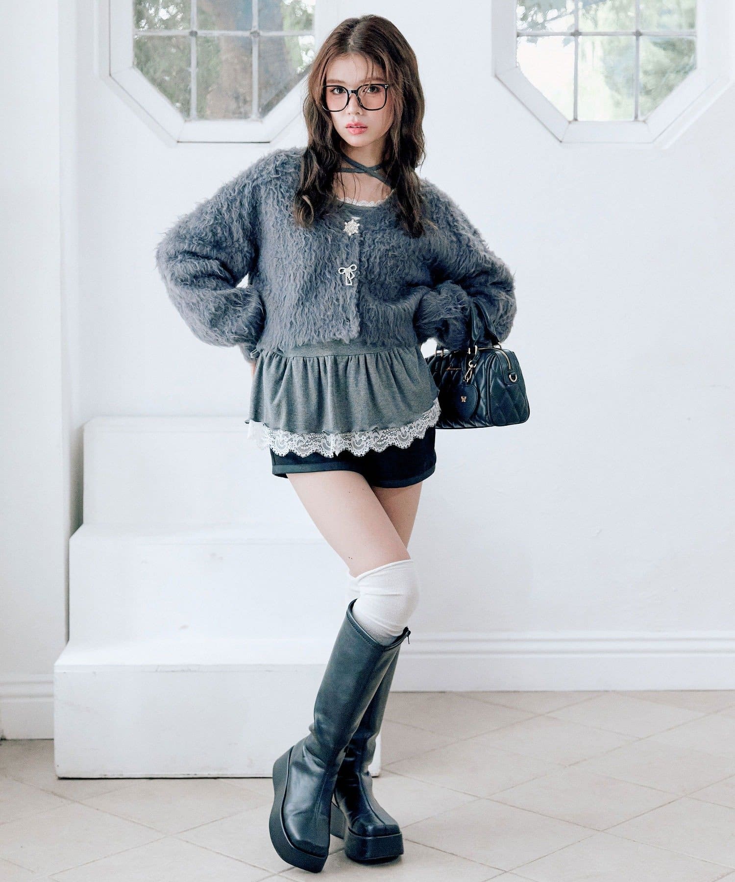 OLIVE des OLIVE(オリーブ デ オリーブ) snow short cardigan