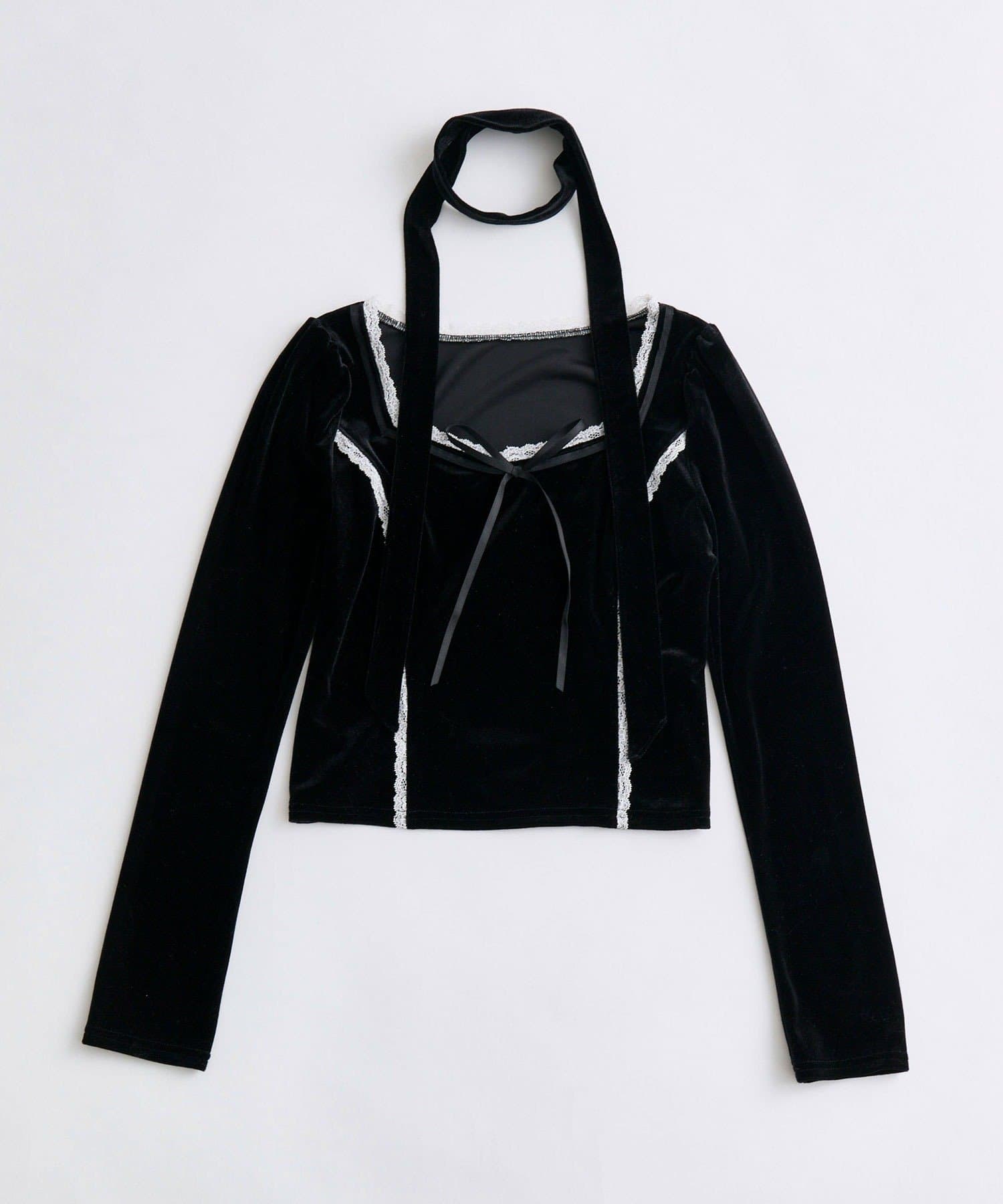 OLIVE des OLIVE(オリーブ デ オリーブ) タイ付きベロアトップス