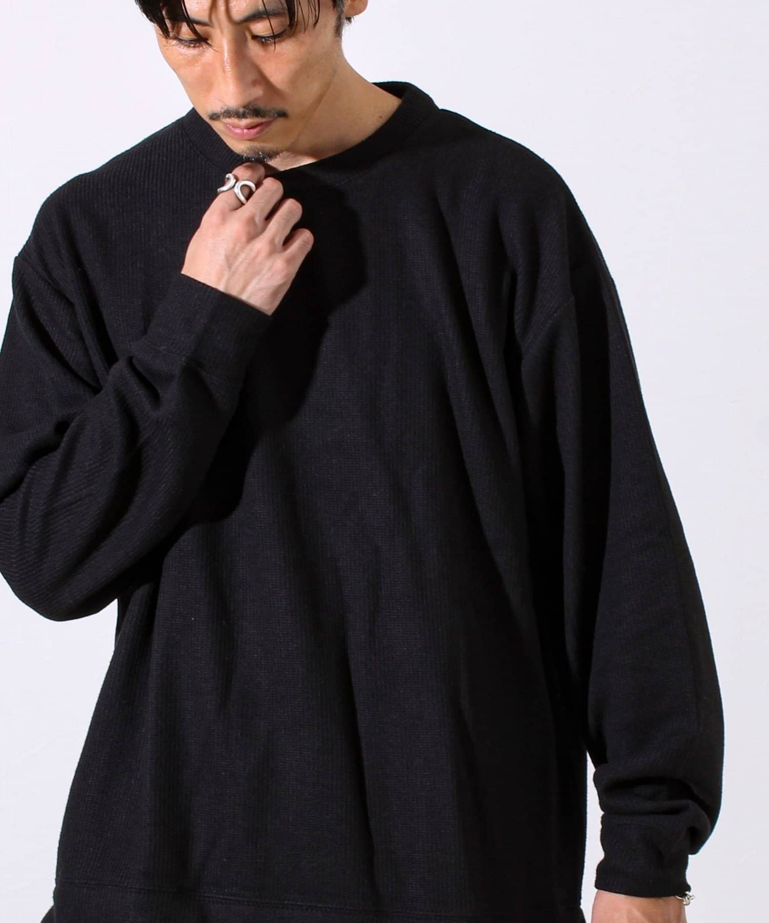 FREDY & GLOSTER(フレディ アンド グロスター) 【1枚でレイヤード見え】畦ニットソー裏起毛フェイクレイヤードロングスリーブ