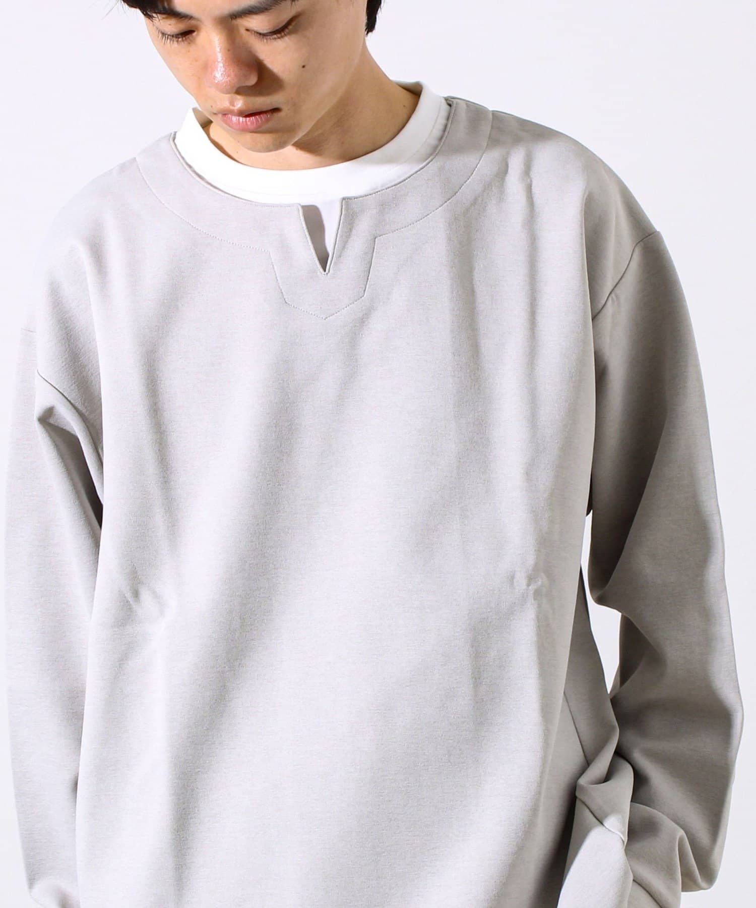 FREDY & GLOSTER(フレディ アンド グロスター) 【全方向杢ダンボール】フェイクキーネックロングスリーブ