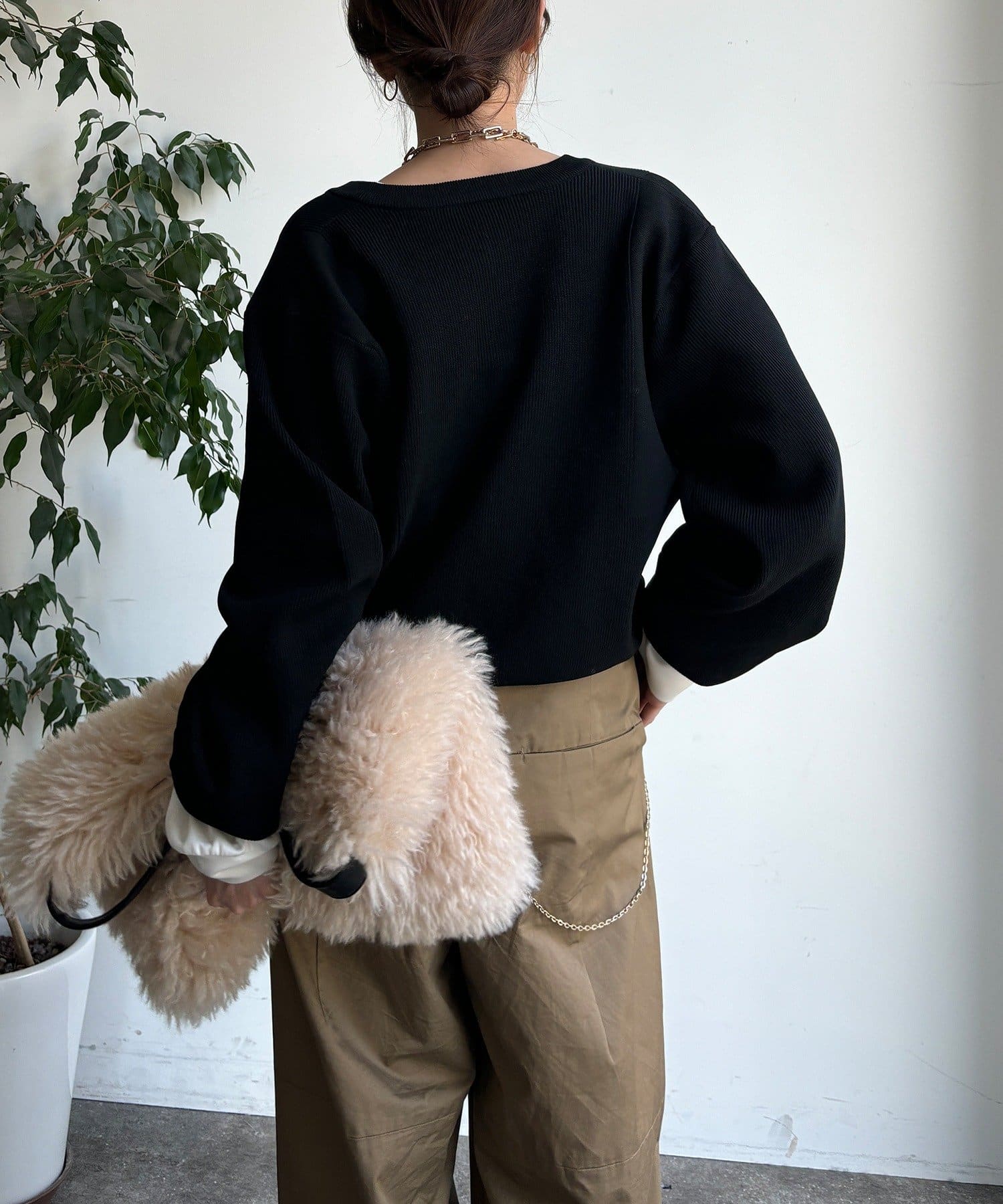 DOUDOU(ドゥドゥ) 【WEB限定】BIGボタンダイバーニットカーディガン