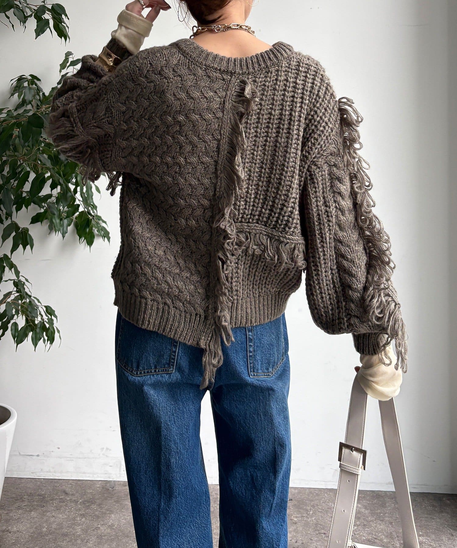 DOUDOU(ドゥドゥ) 【WEB限定】フリンジニットカーディガン