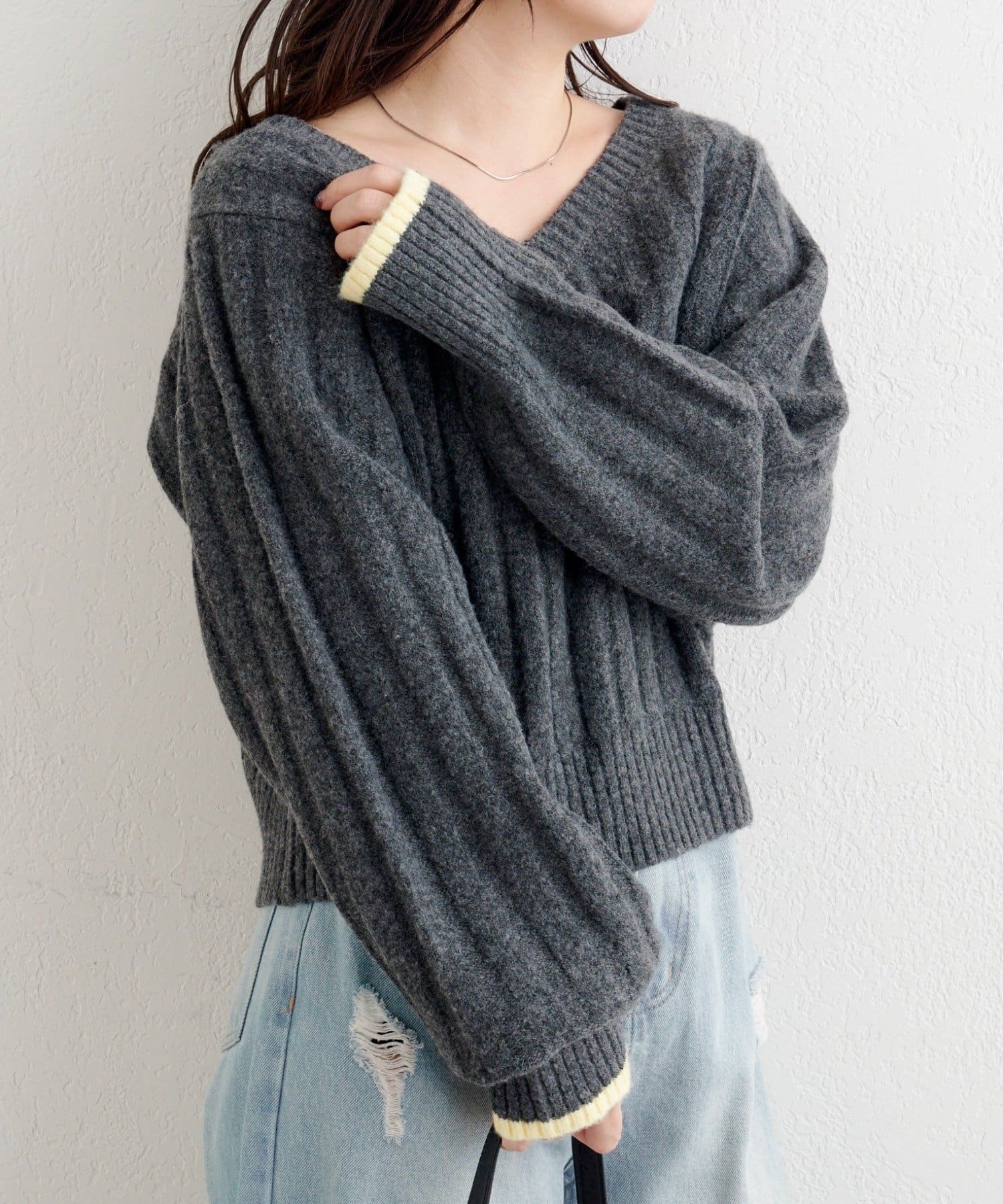 Kastane(カスタネ) B ワイドリブニットプルオーバー