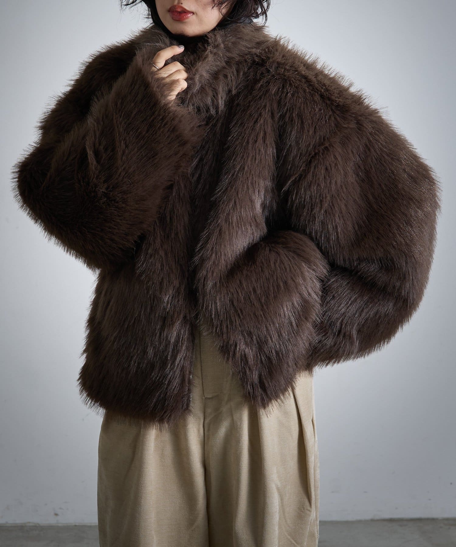 -goocy-(グーシー) フェイクファージップジャケット