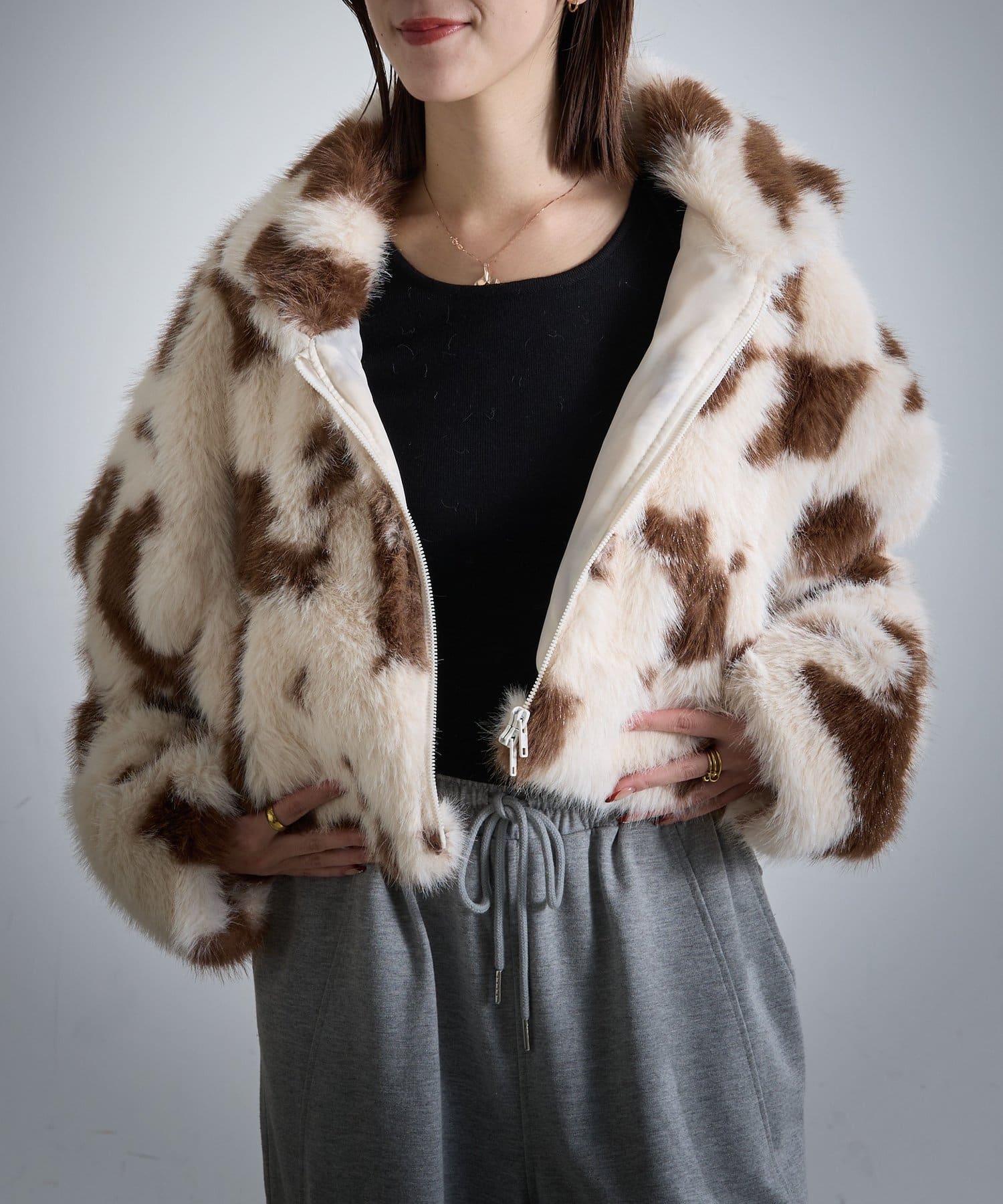 -goocy-(グーシー) COW柄ショートブルゾン