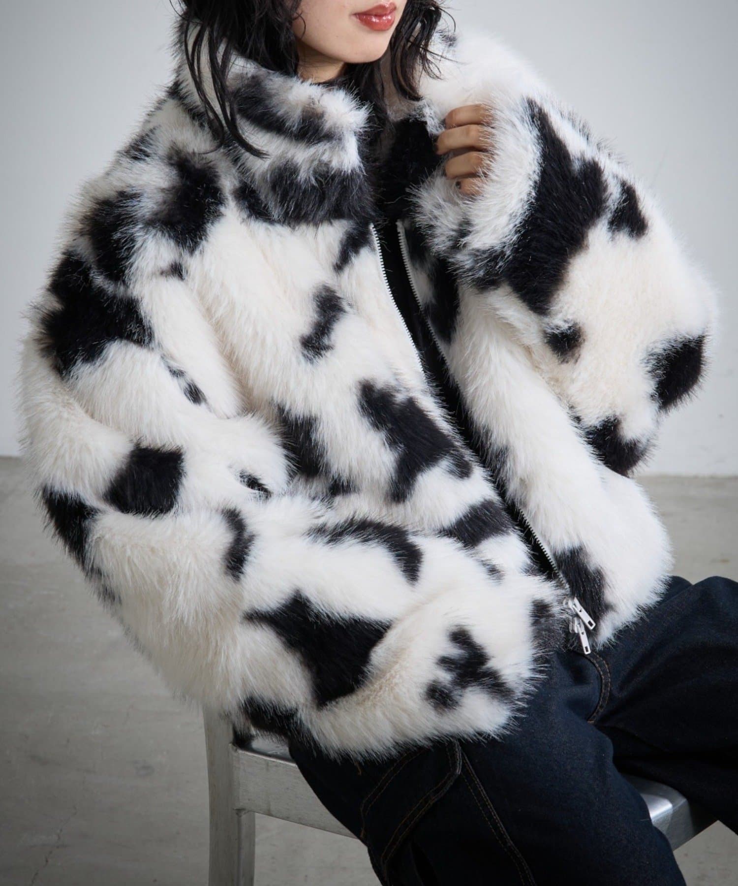 -goocy-(グーシー) COW柄ショートブルゾン