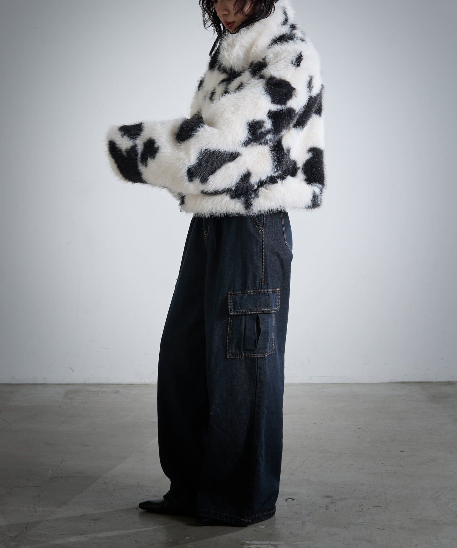 -goocy-(グーシー) COW柄ショートブルゾン