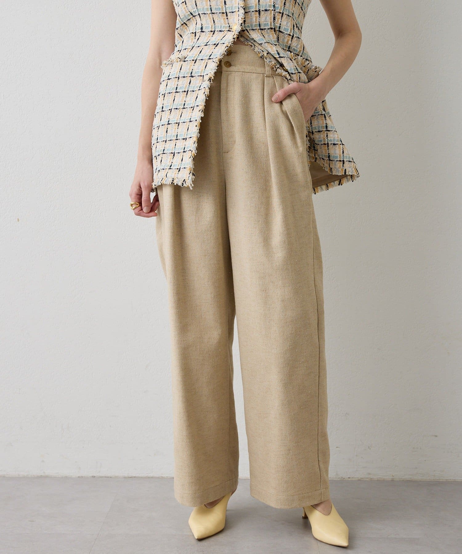 Drawing Numbers(ドローイングナンバーズ) 《セットアップ対応可》ネップタンガリーベルト付ワイドパンツ