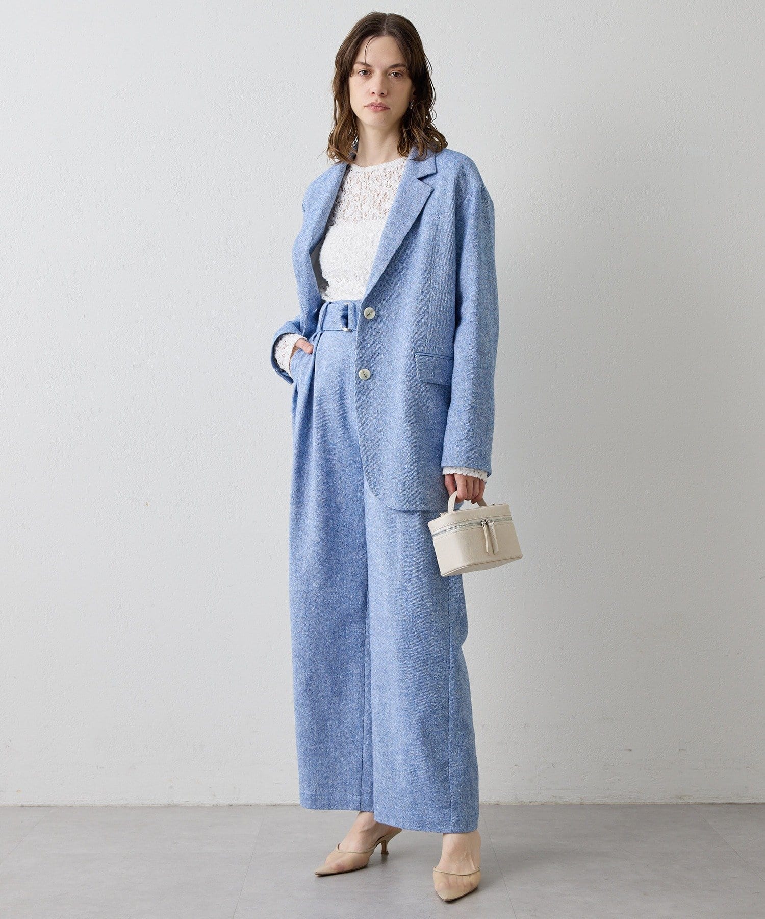 Drawing Numbers(ドローイングナンバーズ) 《セットアップ対応可》ネップタンガリーベルト付ワイドパンツ