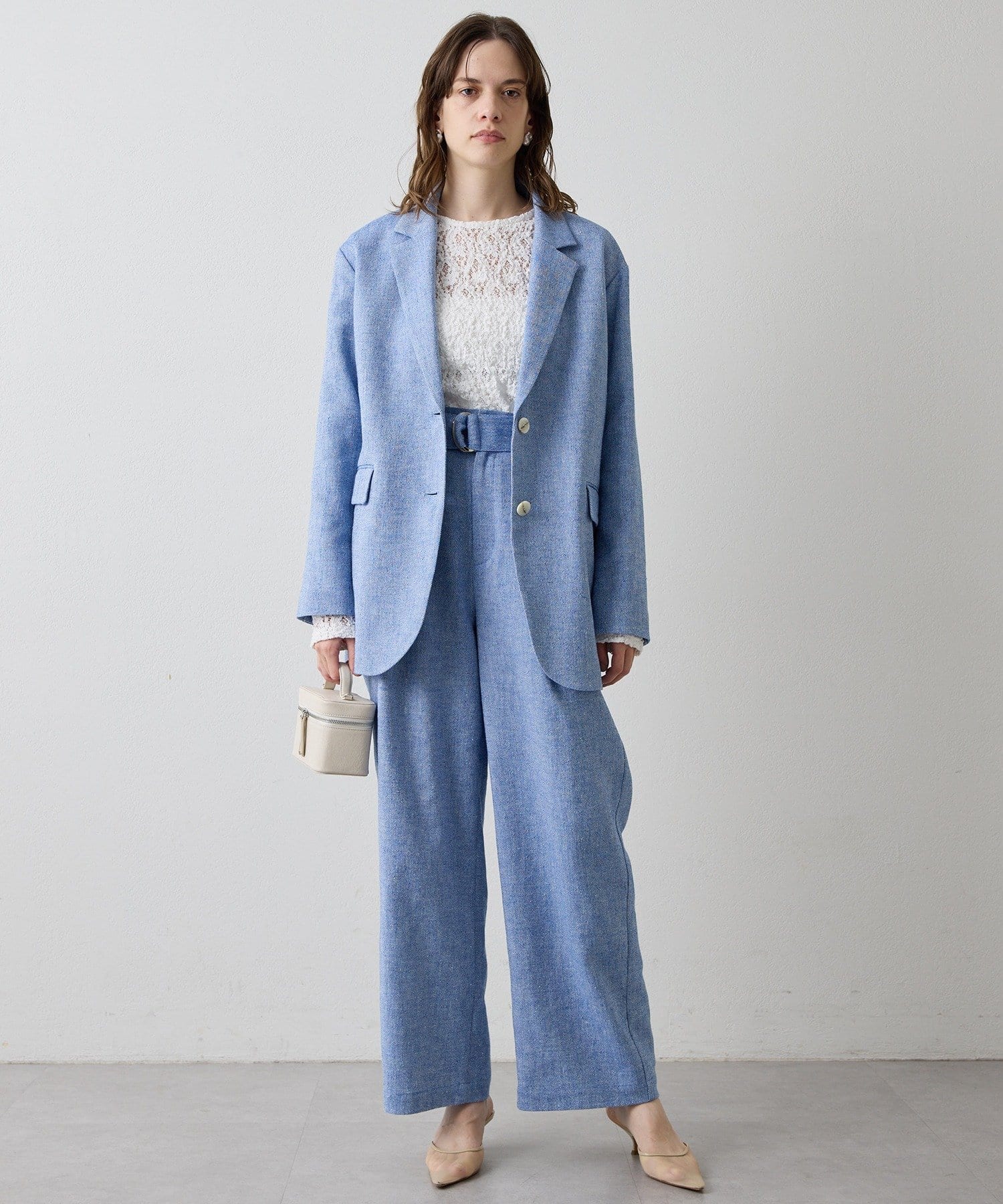 Drawing Numbers(ドローイングナンバーズ) 《セットアップ対応可》ネップタンガリーベルト付ワイドパンツ