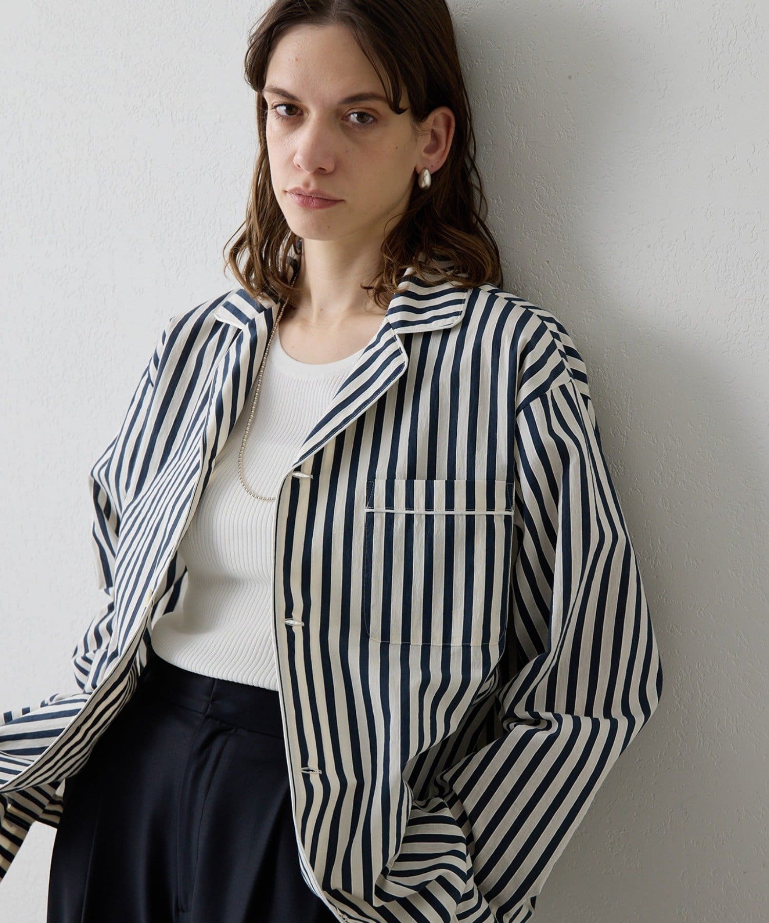 Drawing Numbers(ドローイングナンバーズ) 《セットアップ対応可》ドビーストライプパジャマシャツ