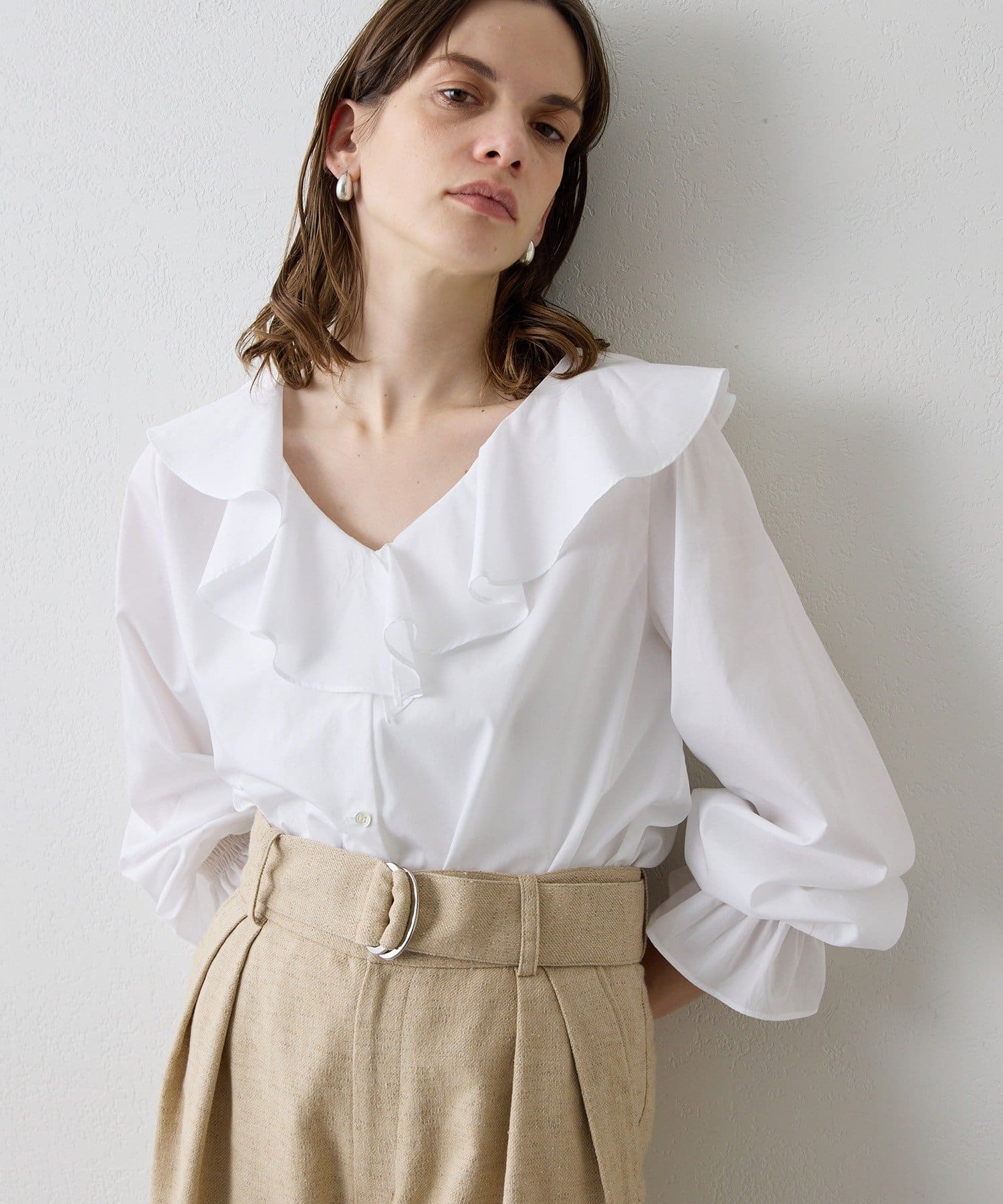 Drawing Numbers(ドローイングナンバーズ) コットンラッフルフリルブラウス