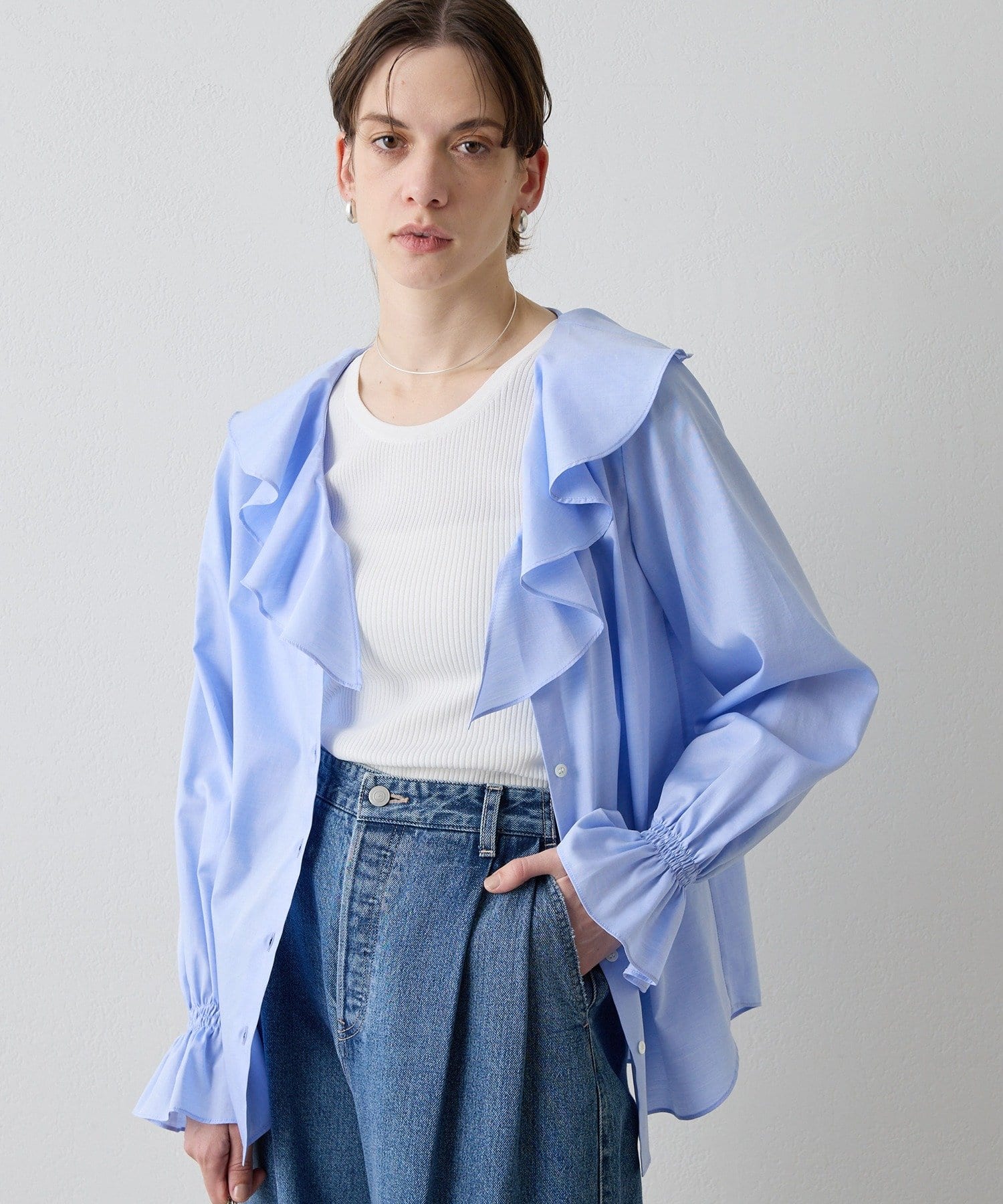 Drawing Numbers(ドローイングナンバーズ) コットンラッフルフリルブラウス