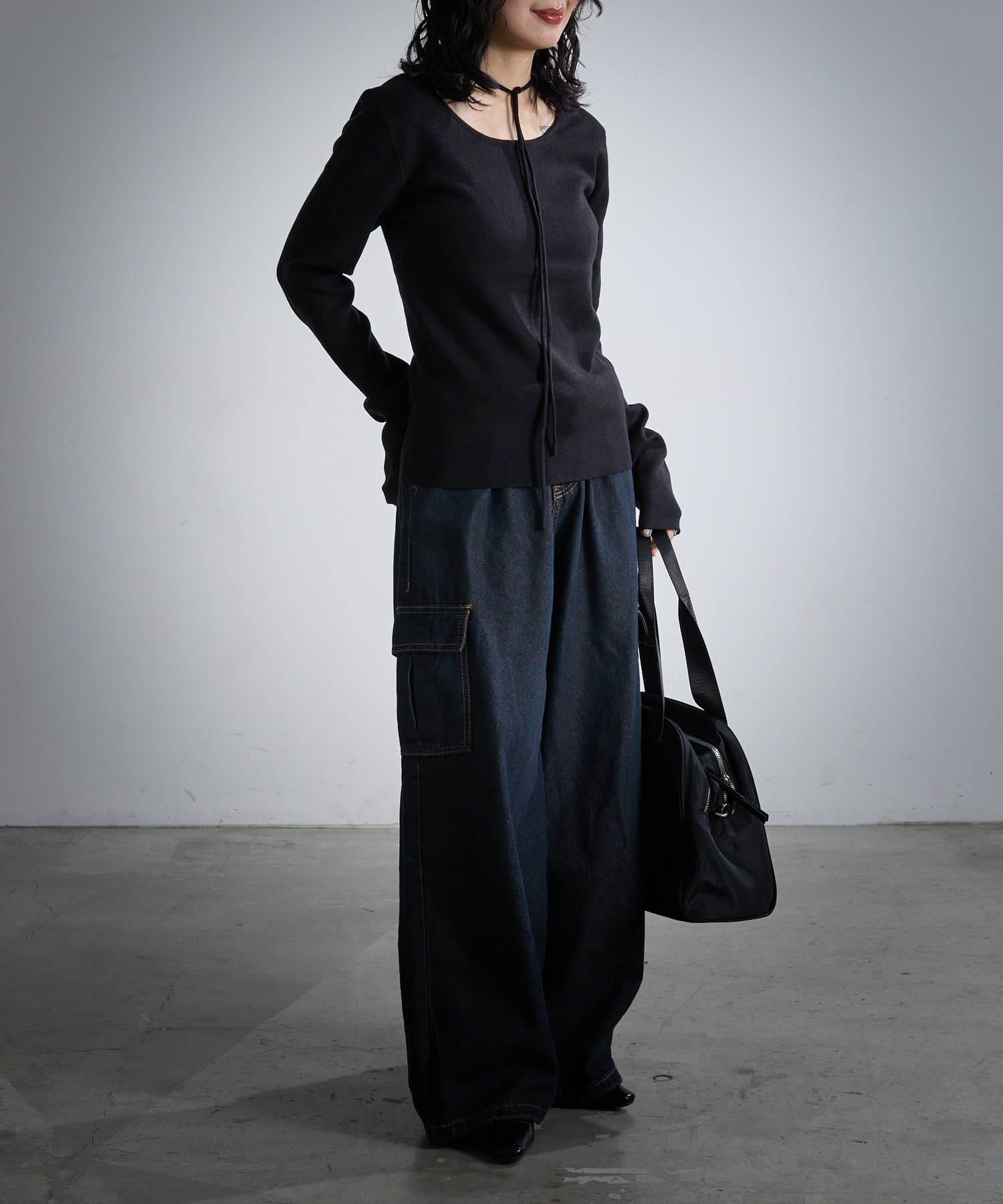 -goocy-(グーシー) チョーカー付き前後2WAYニット