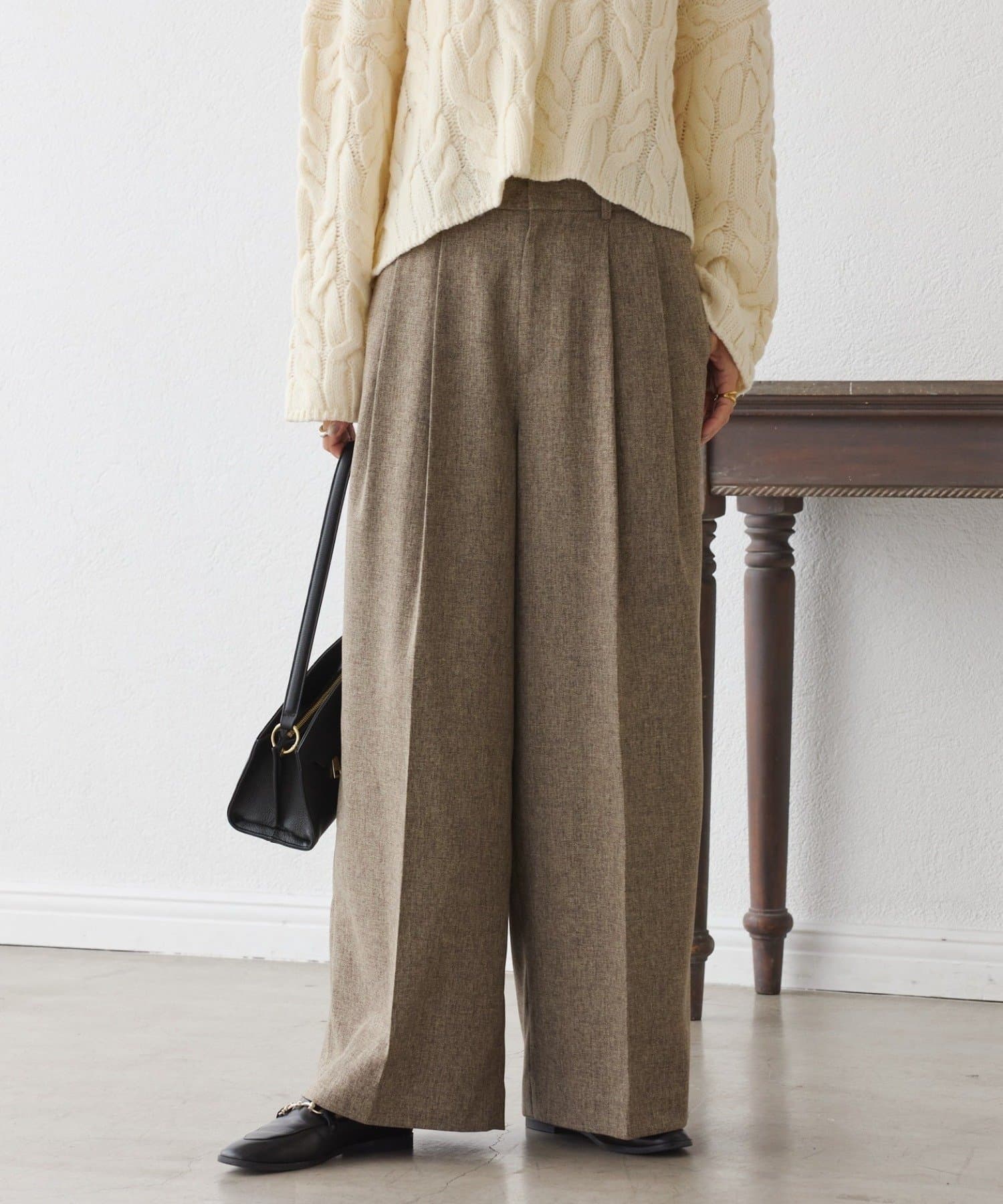 RIVE DROITE(リヴドロワ) 予約【セットアップ対応可】ウーリーツイル2タックパンツ