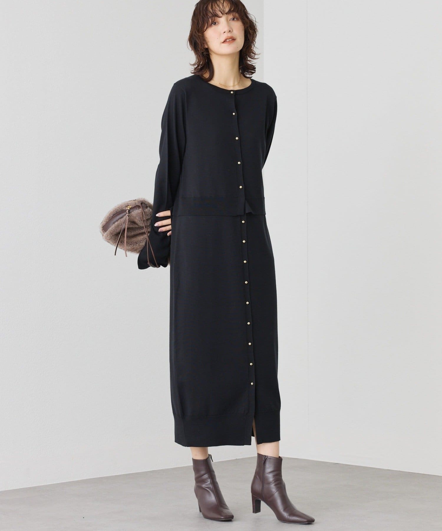 RIVE DROITE(リヴドロワ) 予約【羽織としても使える】レイヤードニットワンピース