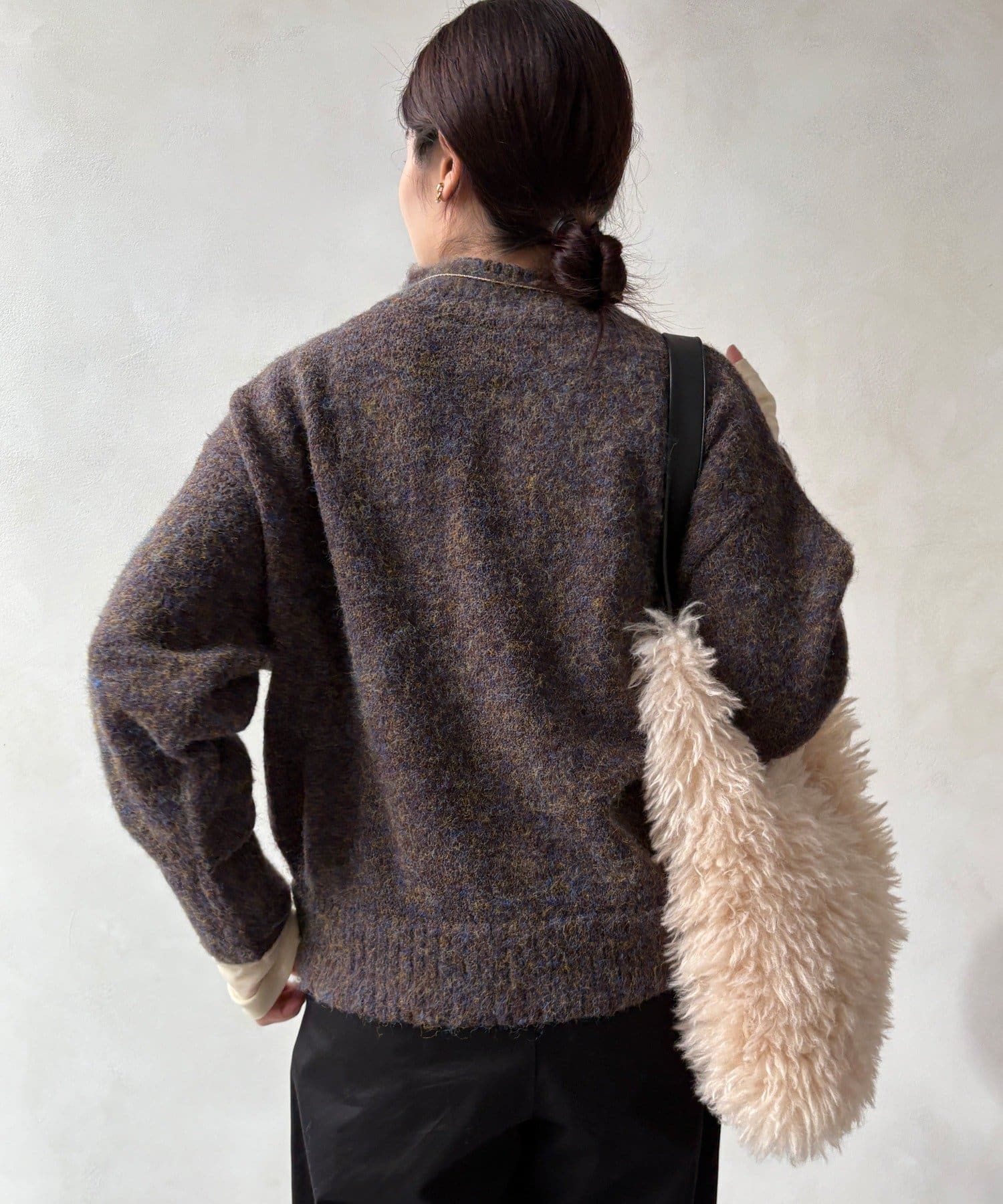 DOUDOU(ドゥドゥ) MIXシャギーボトルネックプルオーバー