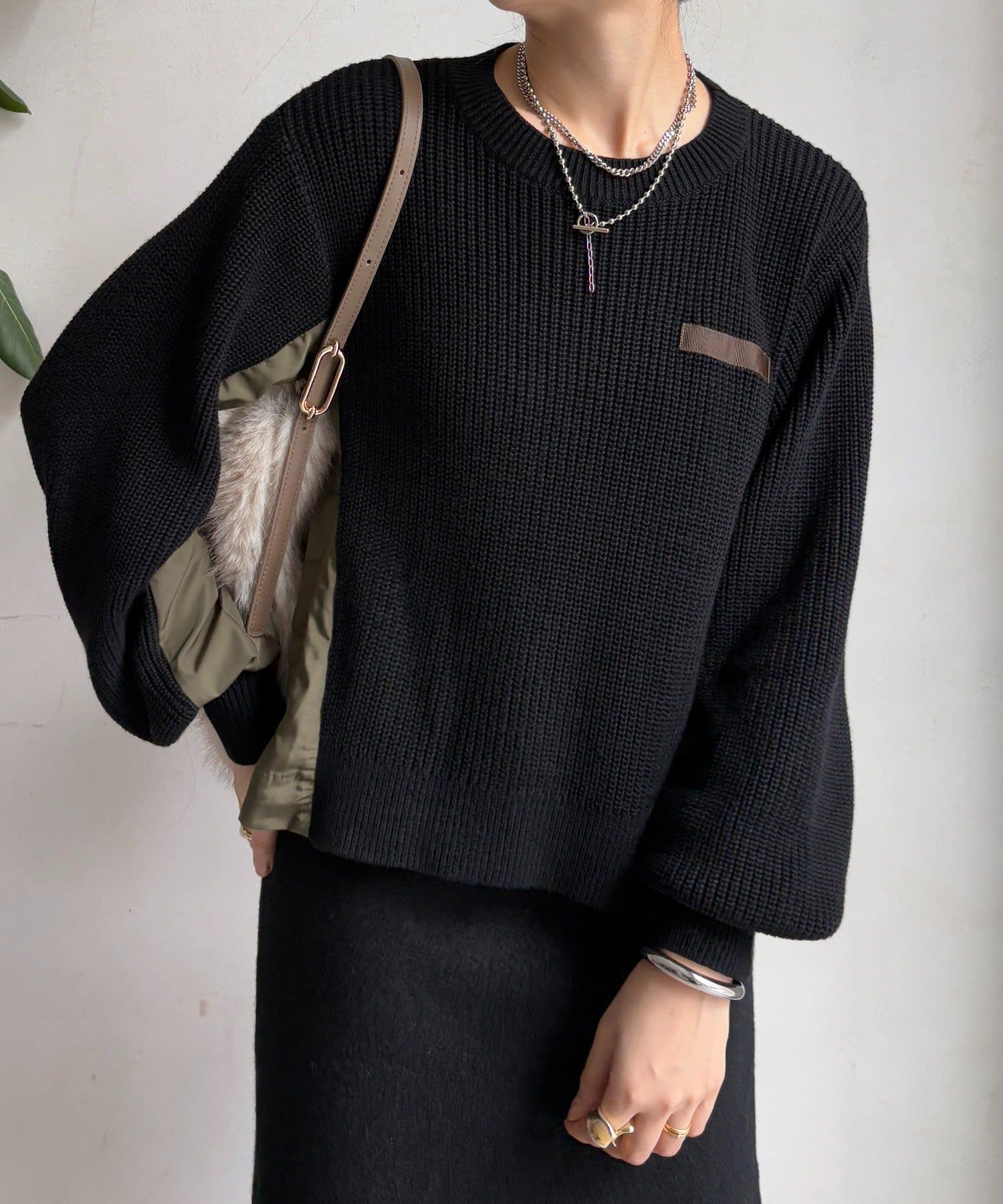 DOUDOU(ドゥドゥ) 【WEB限定】ミリタリー風ドッキングニット