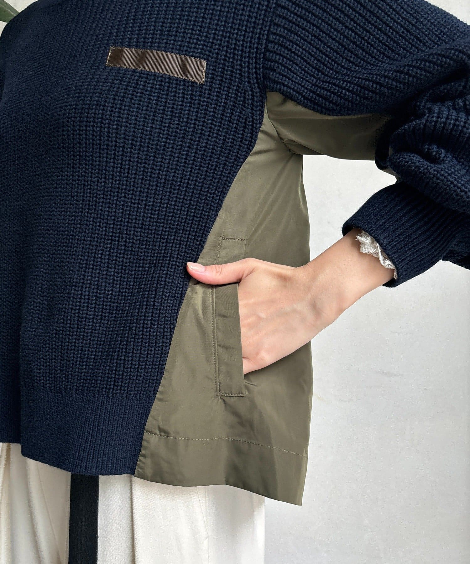 DOUDOU(ドゥドゥ) 【WEB限定】ミリタリー風ドッキングニット