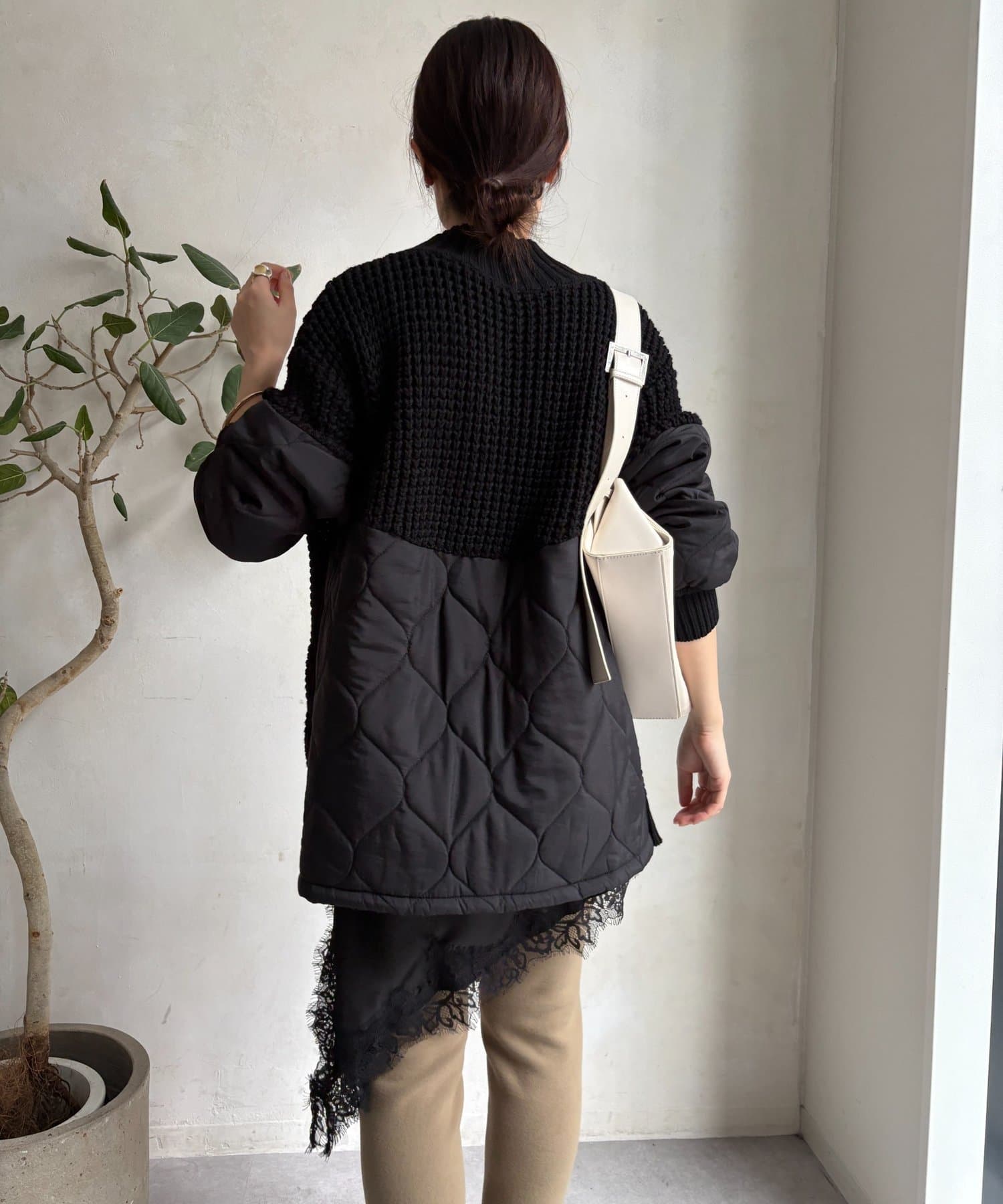 DOUDOU(ドゥドゥ) 【WEB限定】キルティング切替ニット