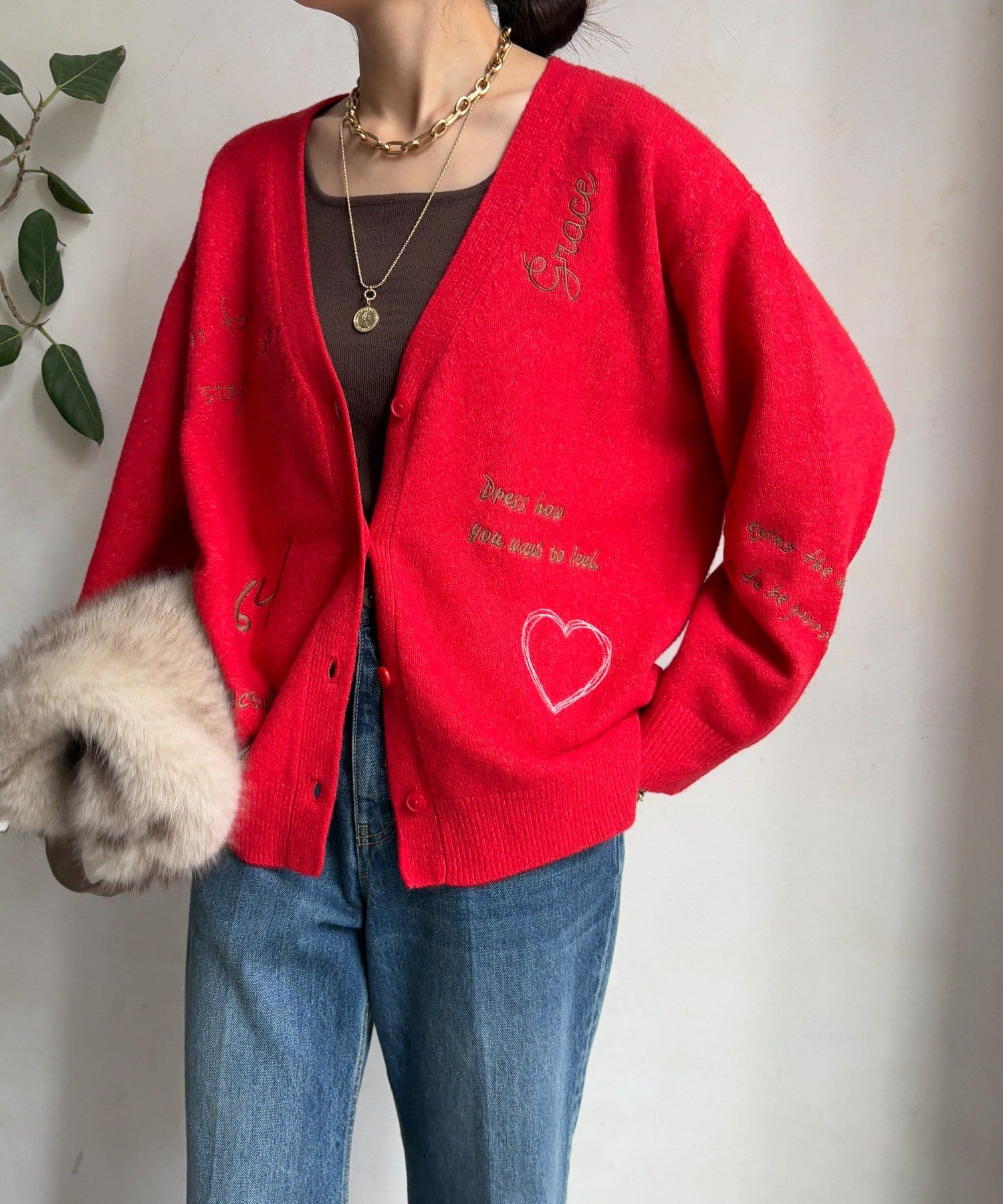 DOUDOU(ドゥドゥ) 【WEB限定】 刺繍ニットカーディガン