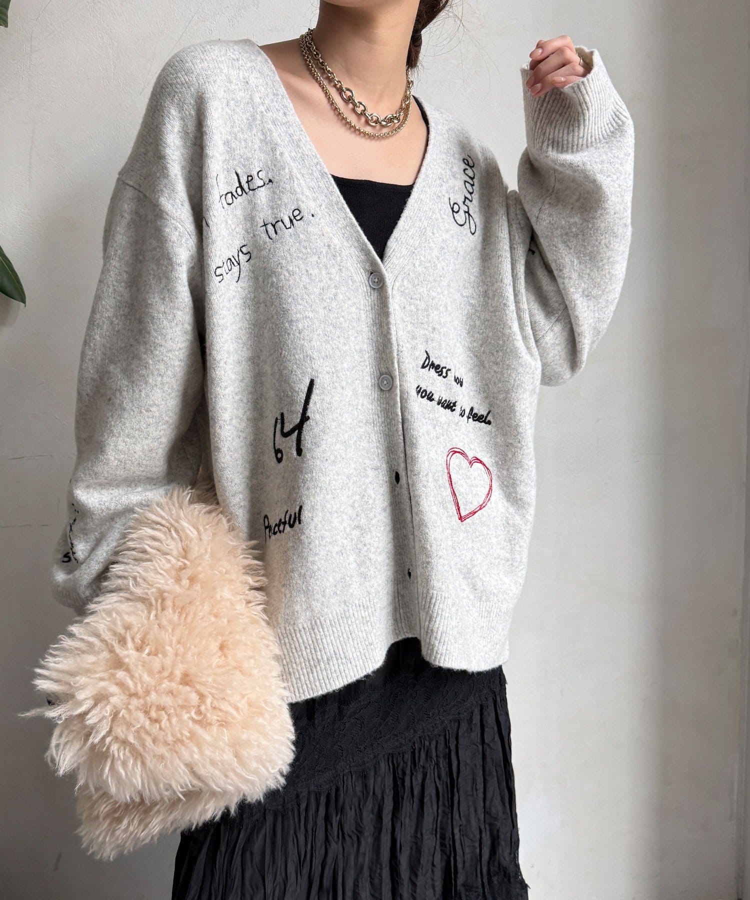 DOUDOU(ドゥドゥ) 【WEB限定】 刺繍ニットカーディガン