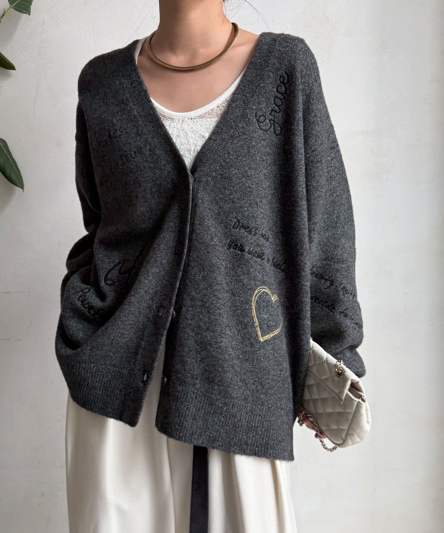 DOUDOU(ドゥドゥ) 【WEB限定】 刺繍ニットカーディガン