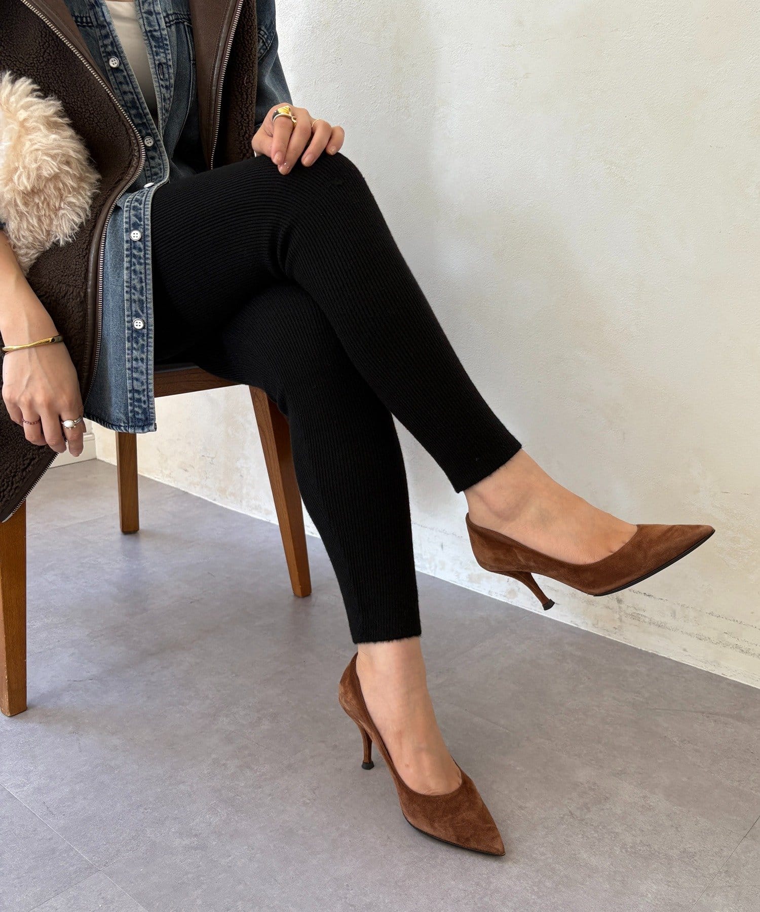 DOUDOU(ドゥドゥ) 裏シャギーニットレギンス