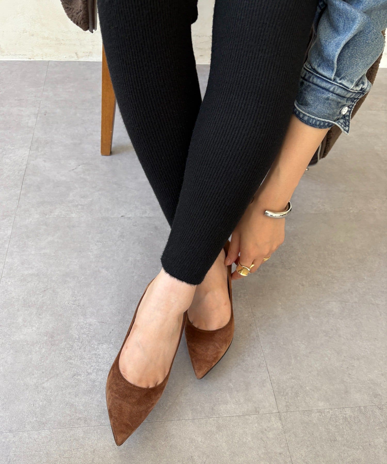 DOUDOU(ドゥドゥ) 裏シャギーニットレギンス