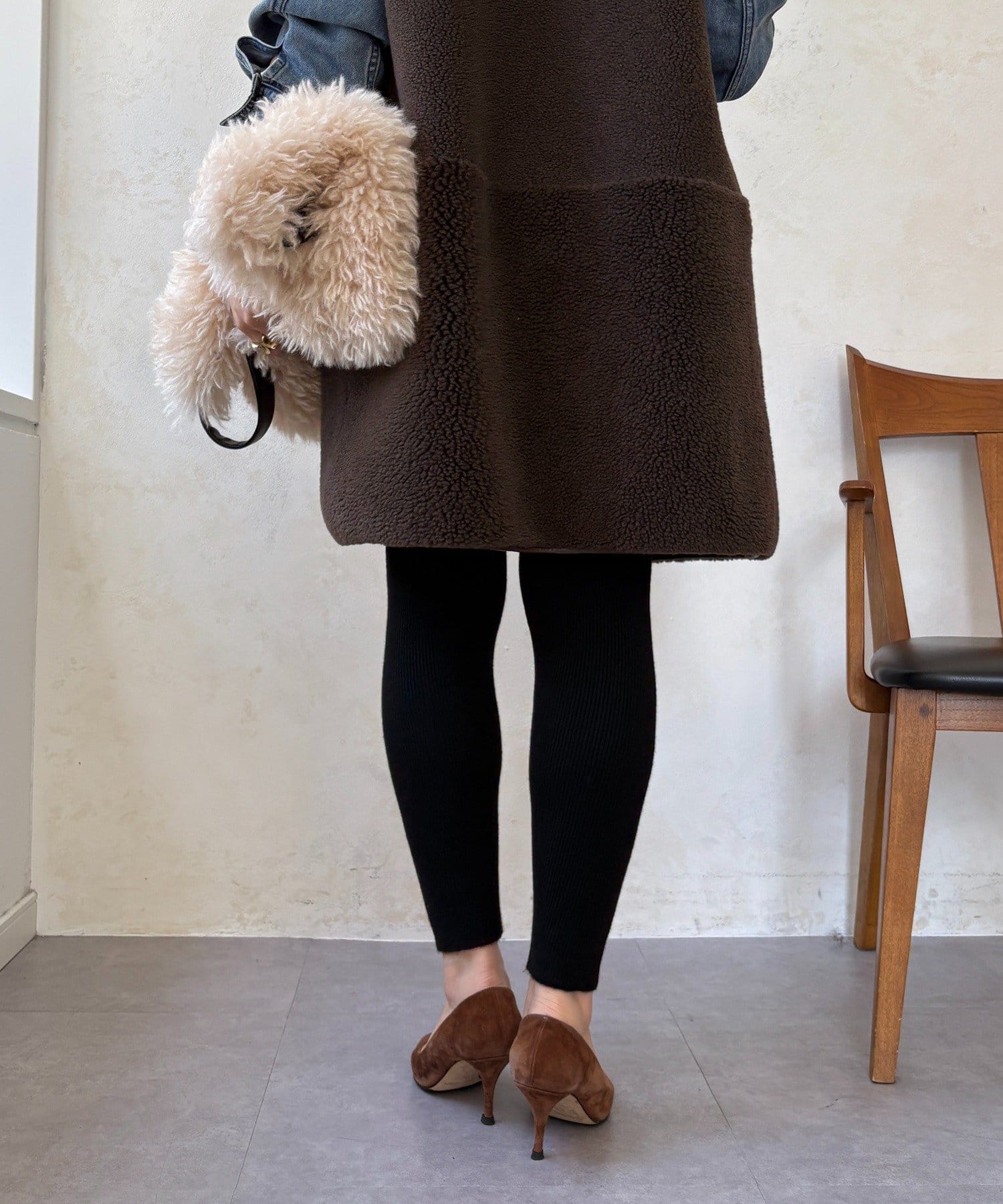 DOUDOU(ドゥドゥ) 裏シャギーニットレギンス