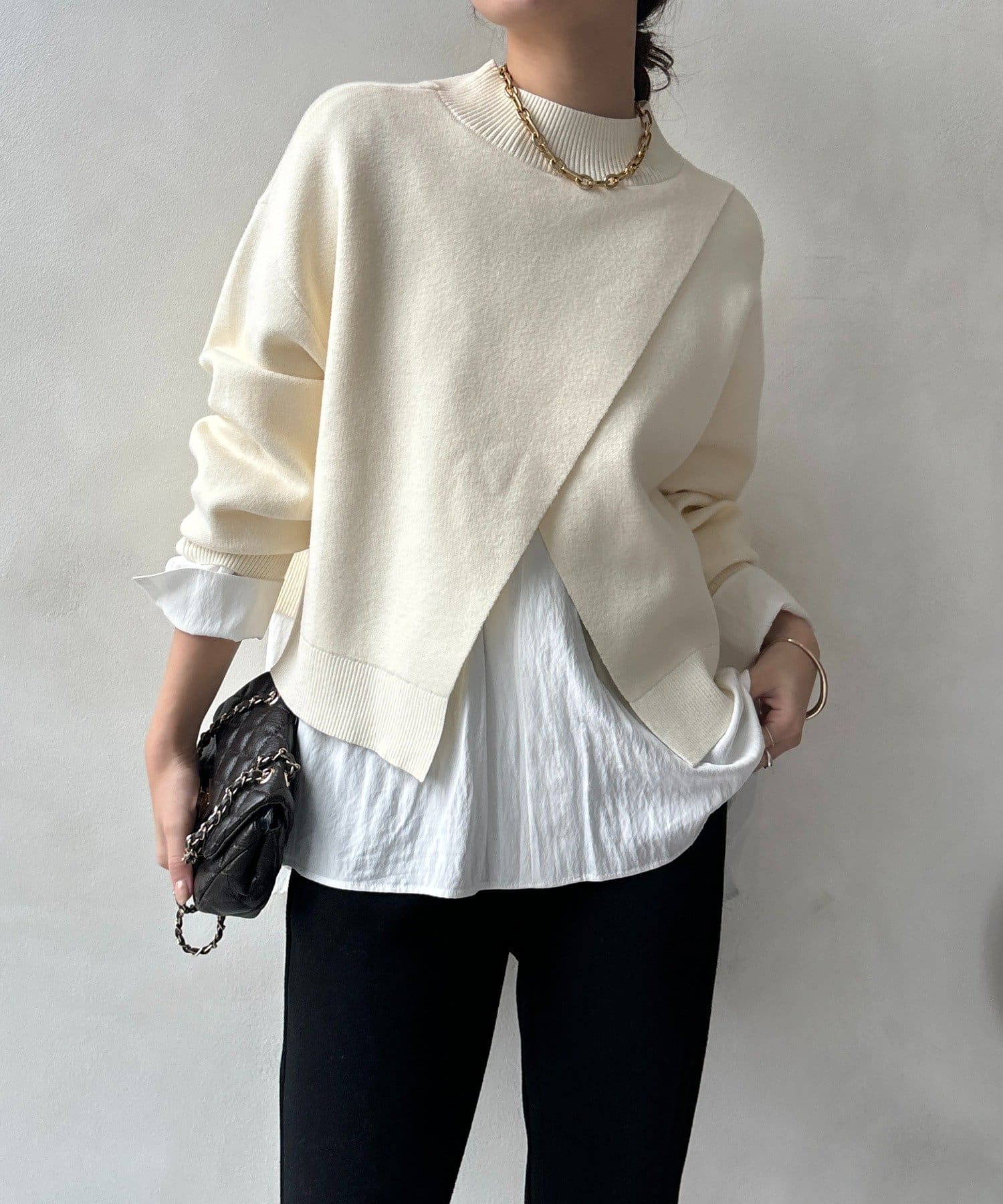 DOUDOU(ドゥドゥ) 【WEB限定】クロップド2WAYニット