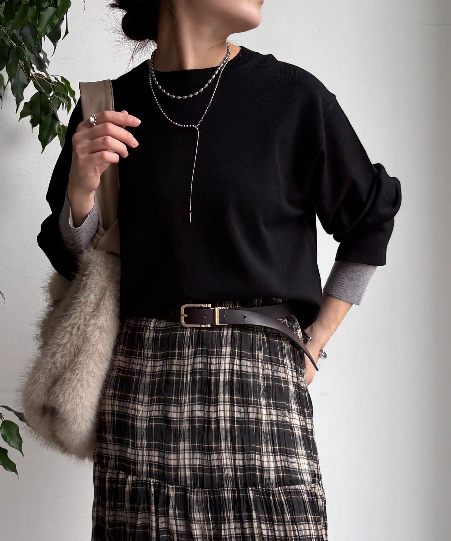 DOUDOU(ドゥドゥ) 【WEB限定】袖カラー配色ニットトップス