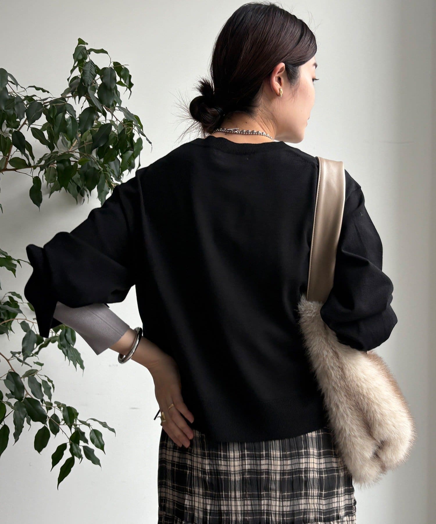 DOUDOU(ドゥドゥ) 【WEB限定】袖カラー配色ニットトップス