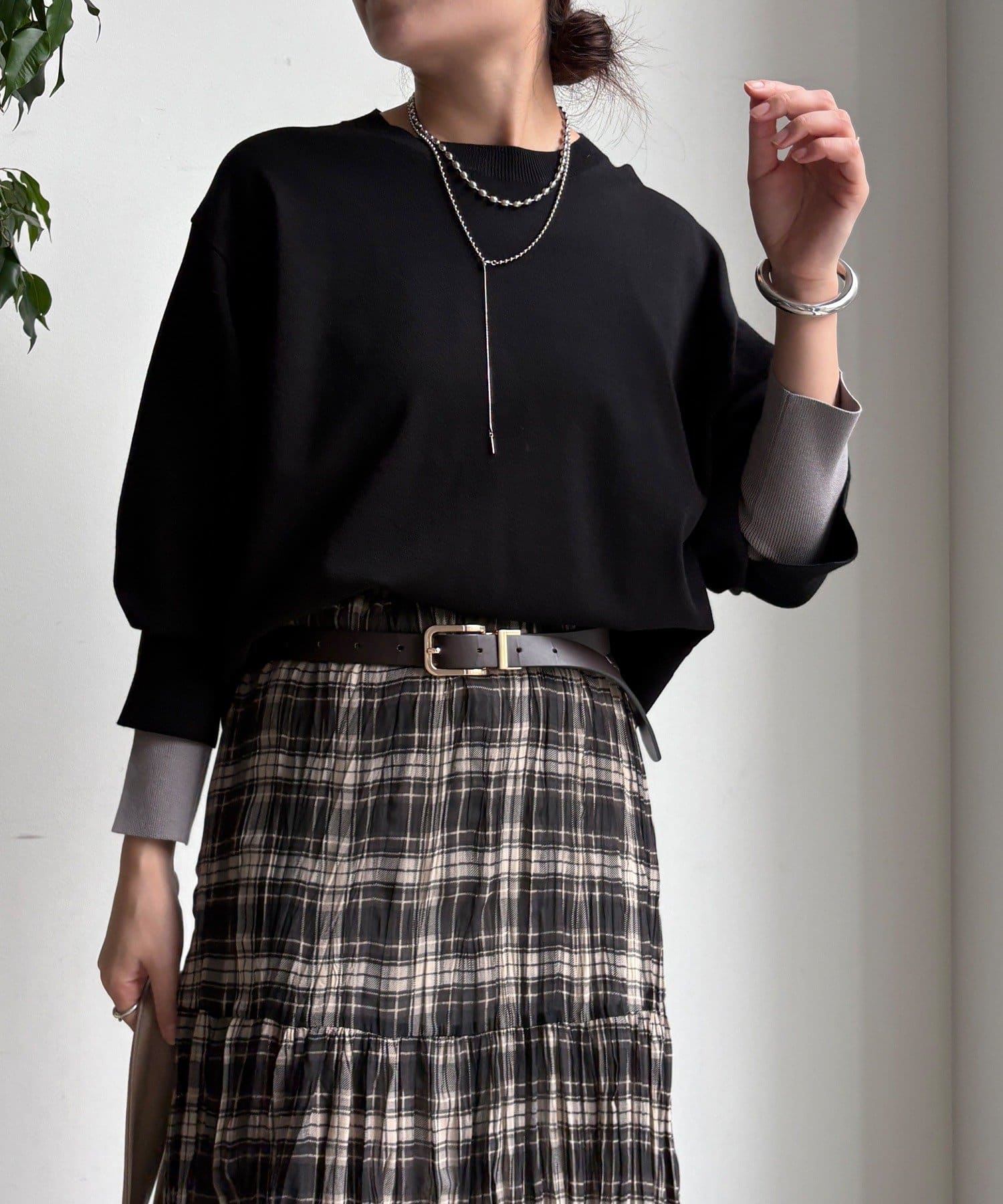 DOUDOU(ドゥドゥ) 【WEB限定】袖カラー配色ニットトップス