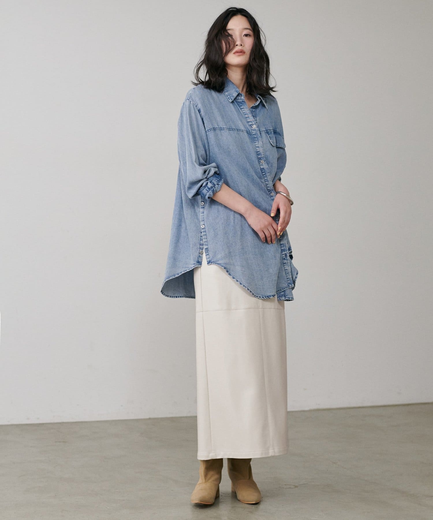 LARUTA(ラルータ) 【yurie企画】フェイクレザーナロースカート