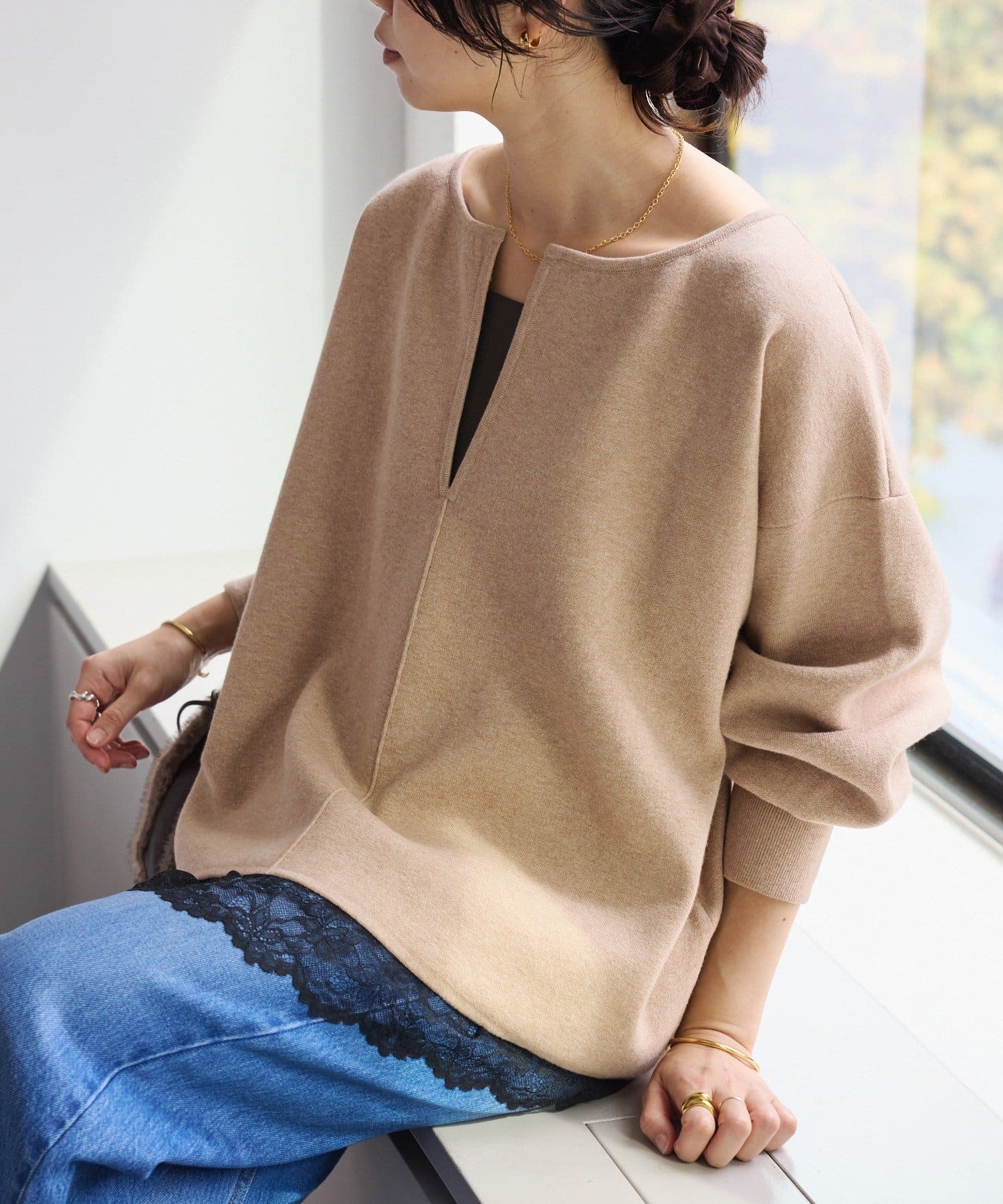 RIVE DROITE(リヴドロワ) 予約【抜け感◎】キーネッククッションニット