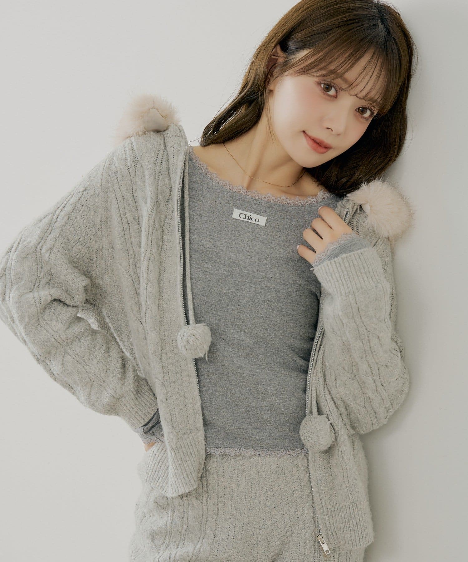 Chico(チコ) 前後2wayレースギャザーロンT