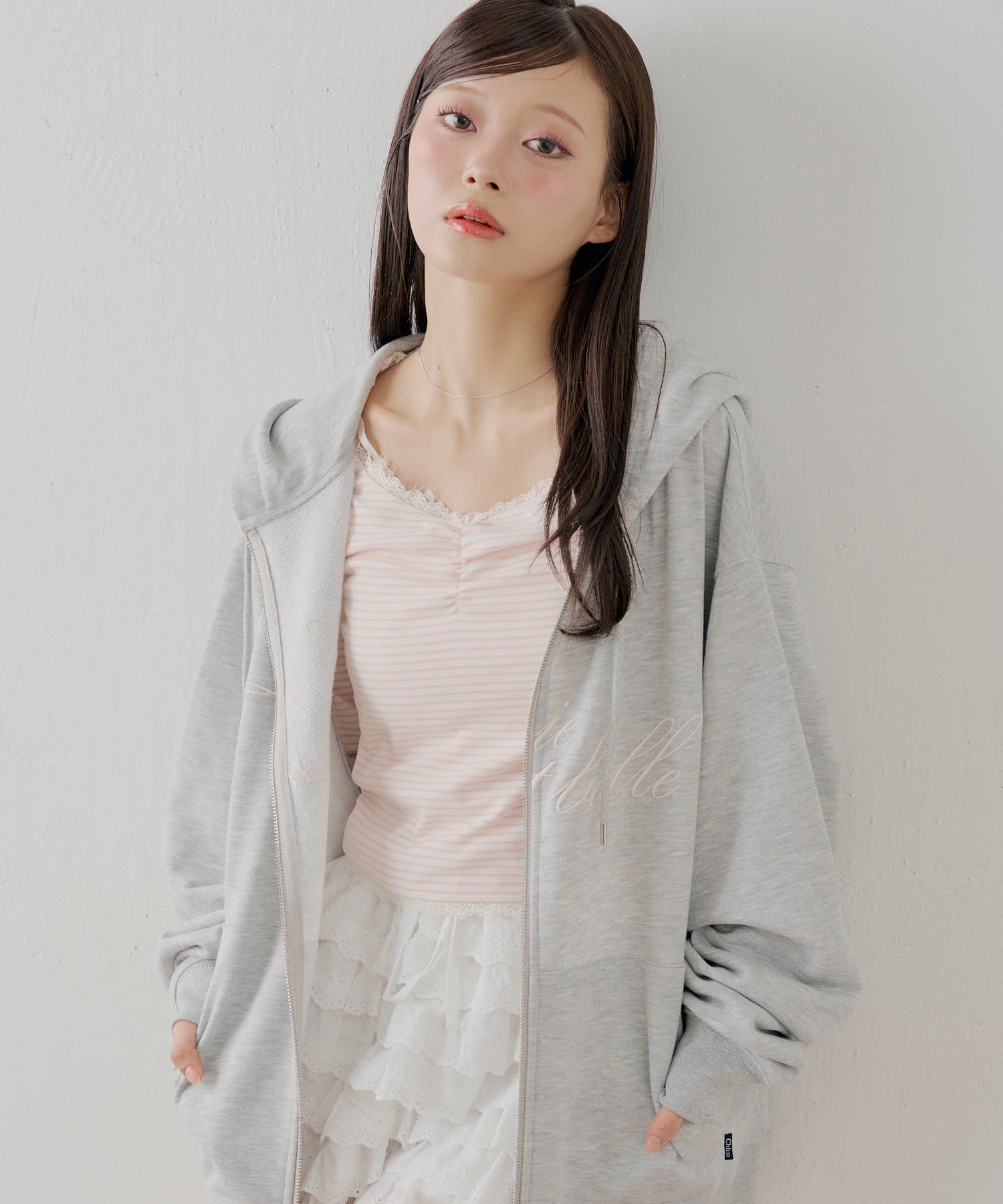 Chico(チコ) 前後2wayレースギャザーロンT