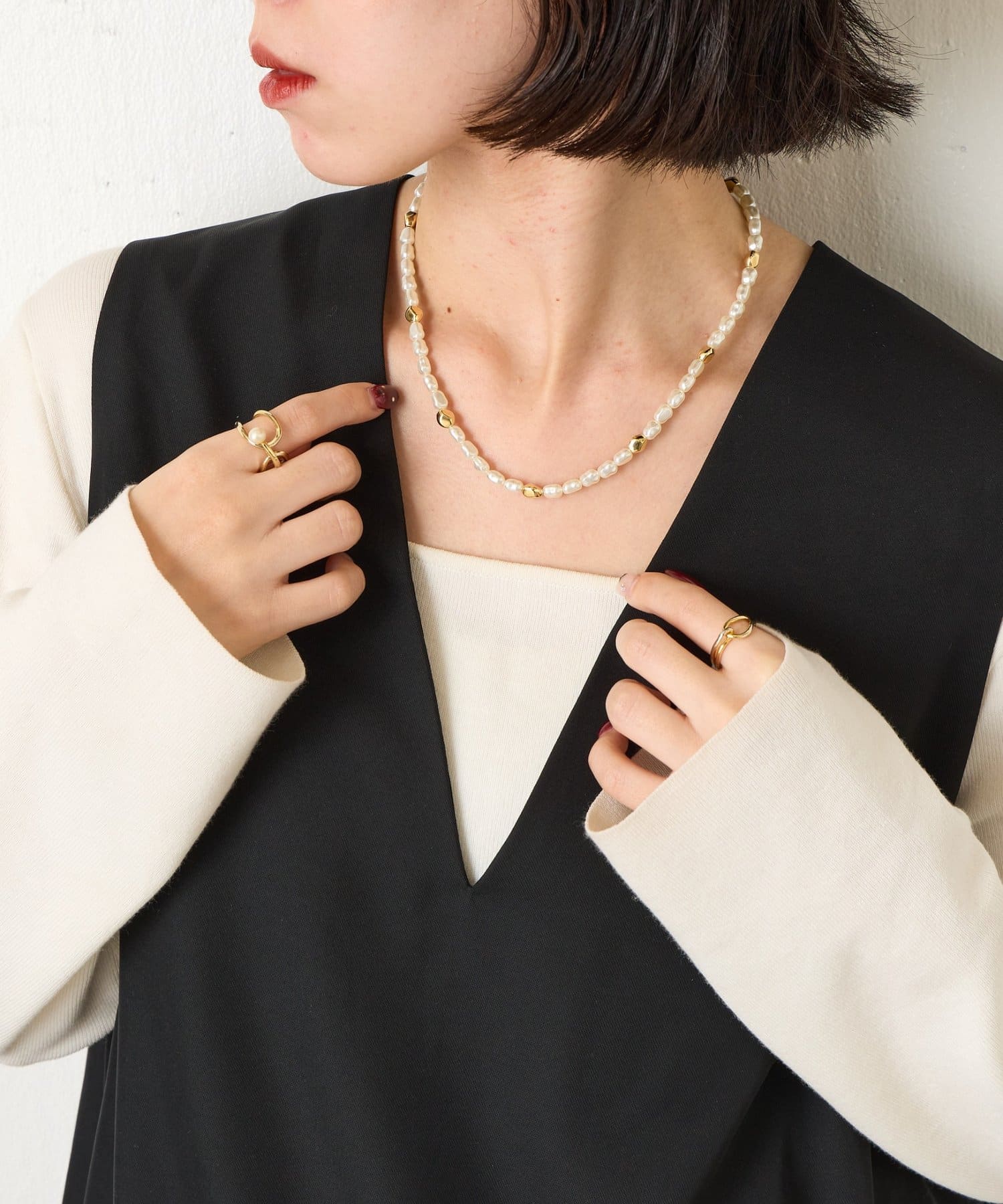 Jena　espace merveilleux(ジェナ　エスパスメルヴェイユ) ミックスパールネックレス