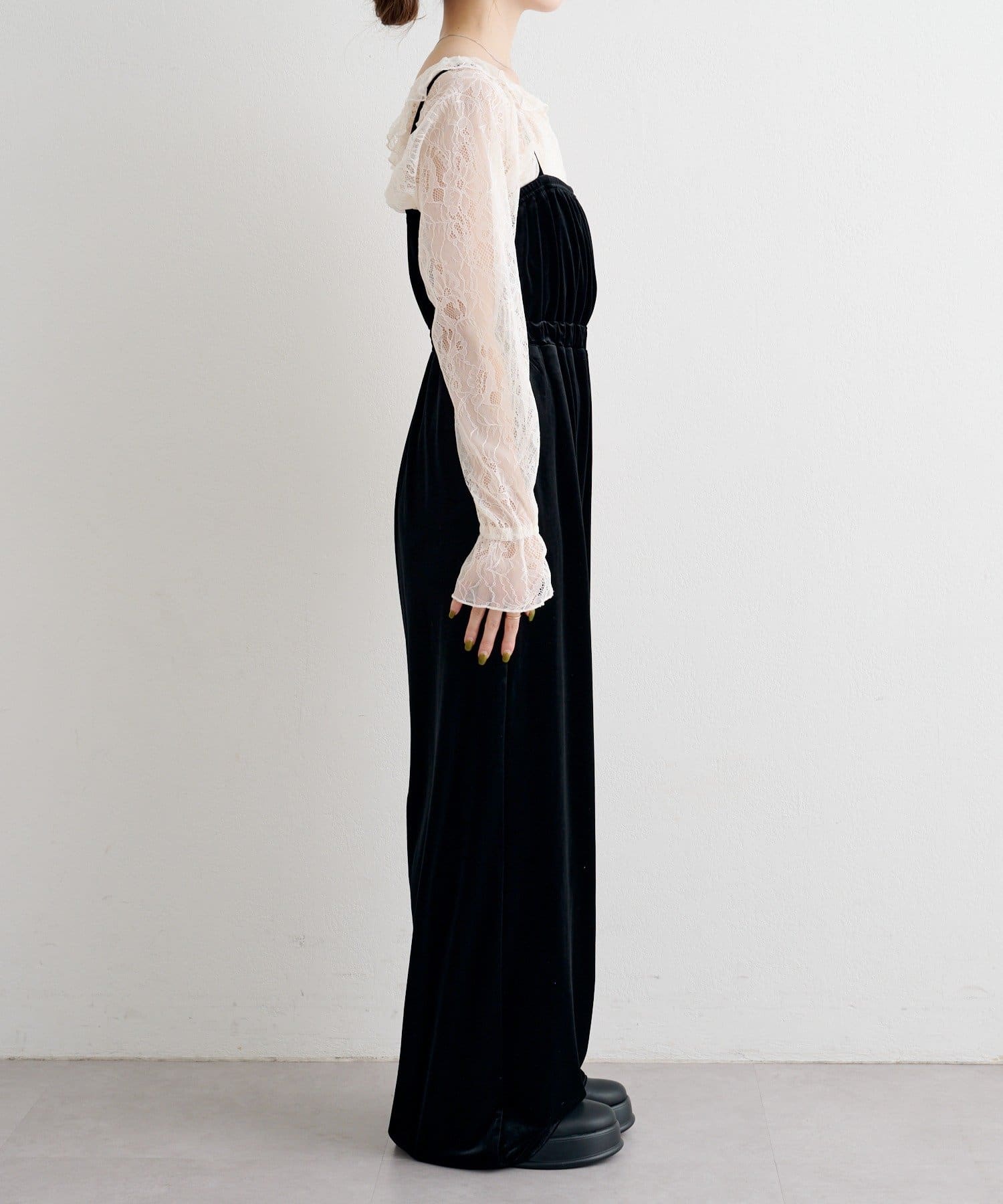 Kastane(カスタネ) 【S.Mサイズ展開/低身長サイズ】B レーストップスSETベロアコンビネゾン