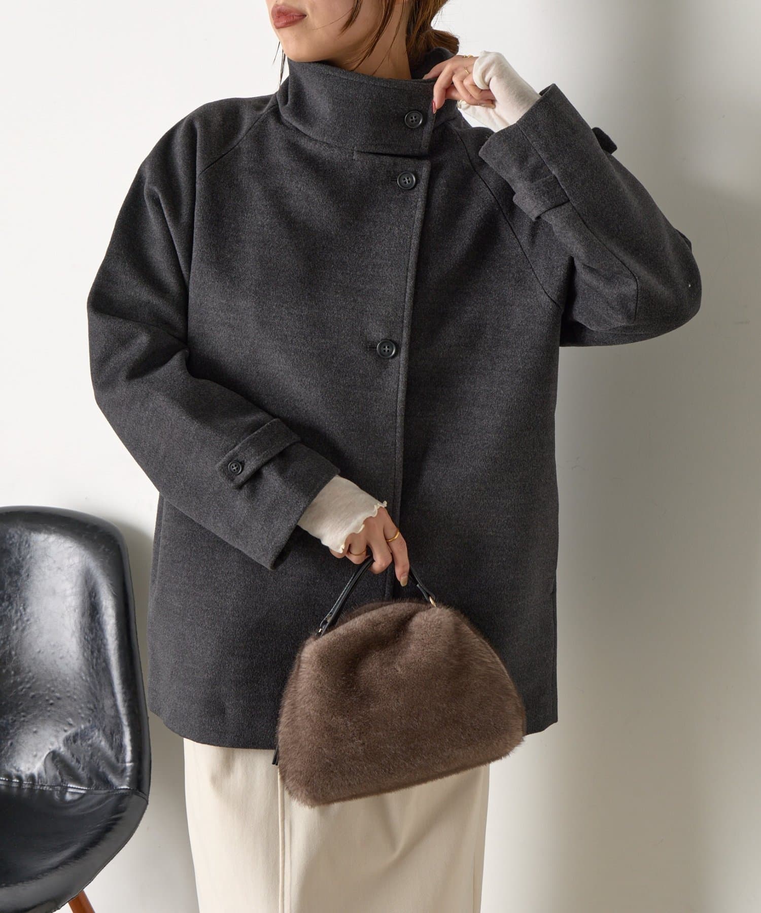 Jena　espace merveilleux(ジェナ　エスパスメルヴェイユ) ウールライクスタンドジャケット