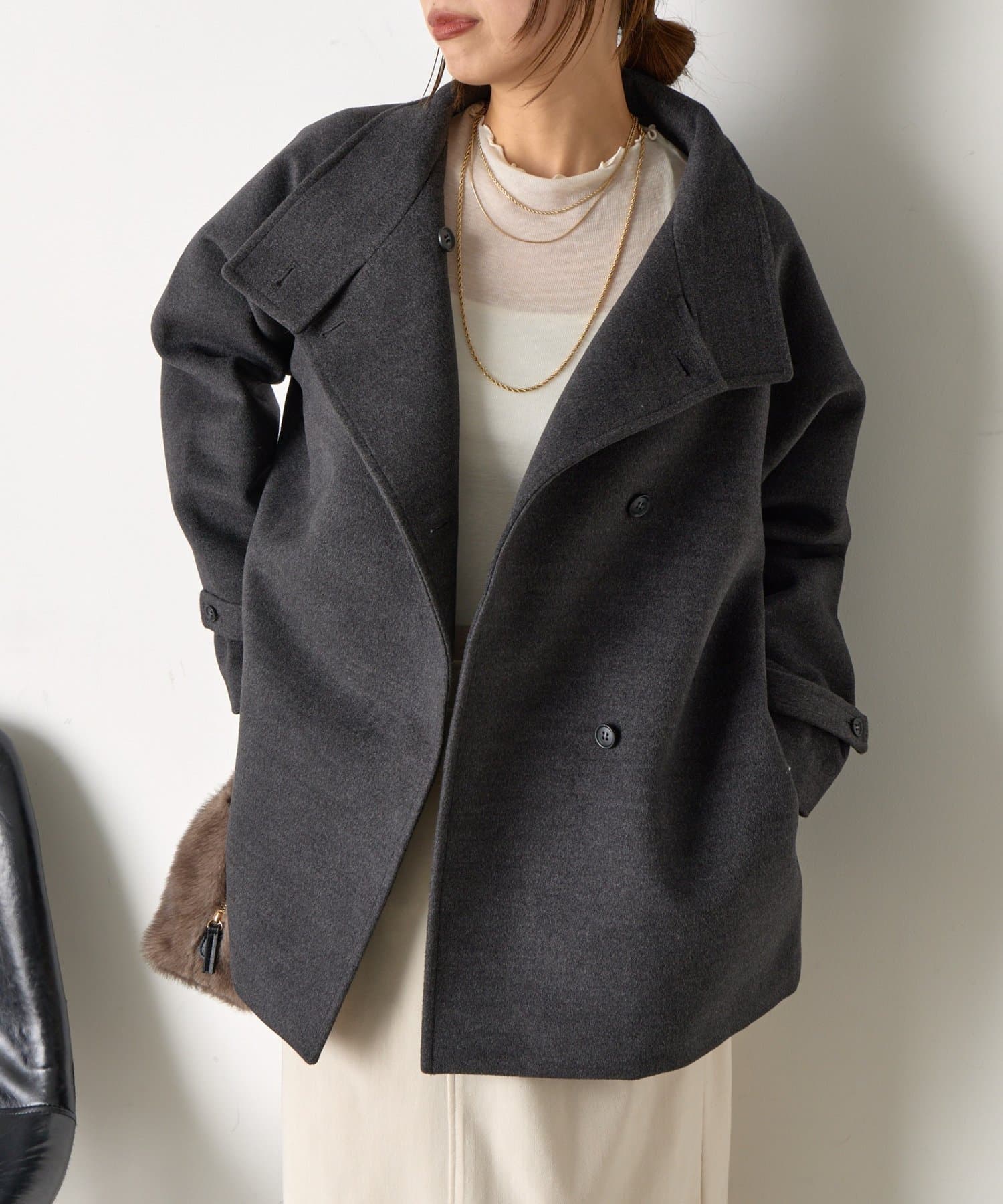 Jena　espace merveilleux(ジェナ　エスパスメルヴェイユ) ウールライクスタンドジャケット