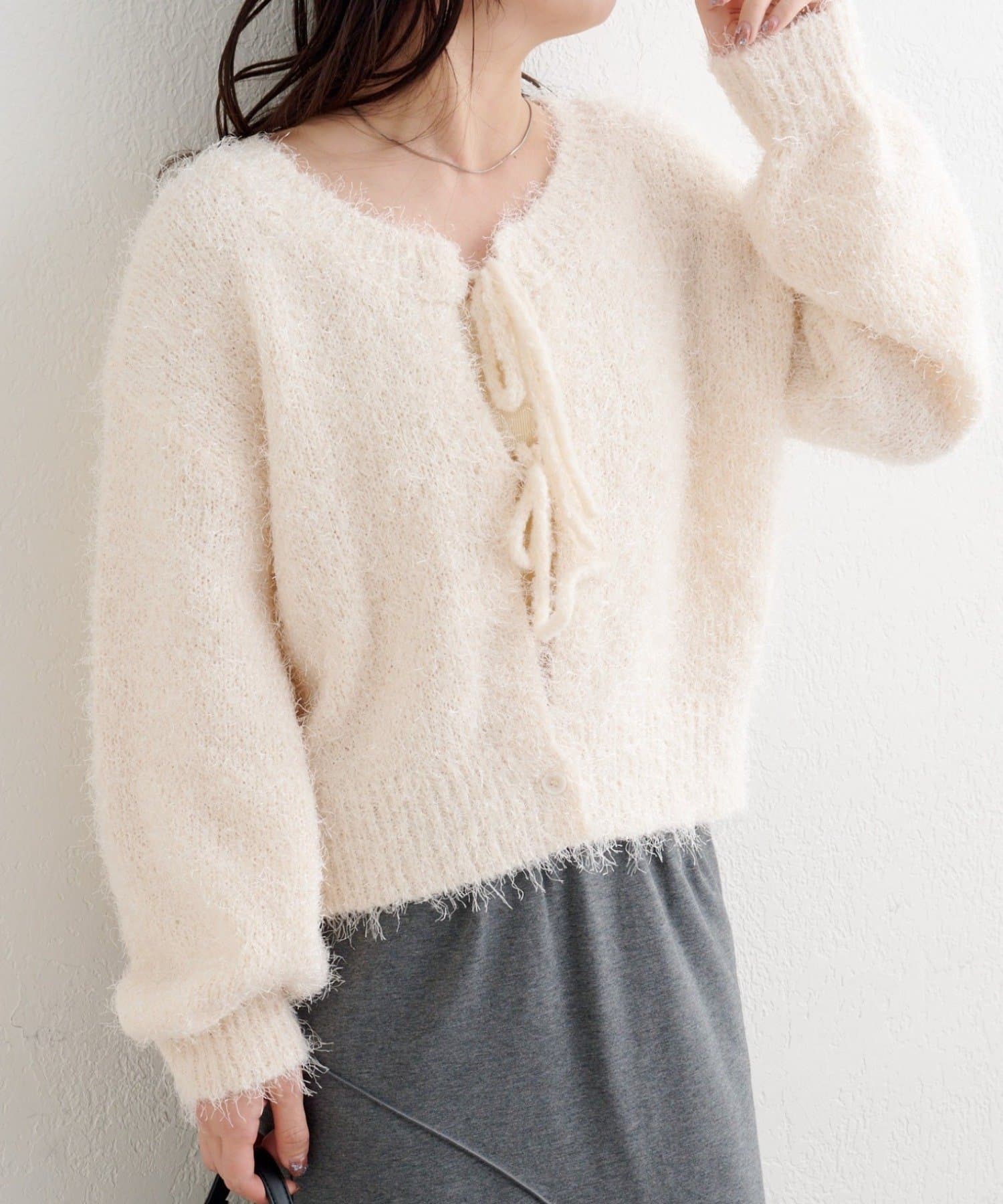 Kastane(カスタネ) 【前後2WAY】B シャギーニットカーディガン