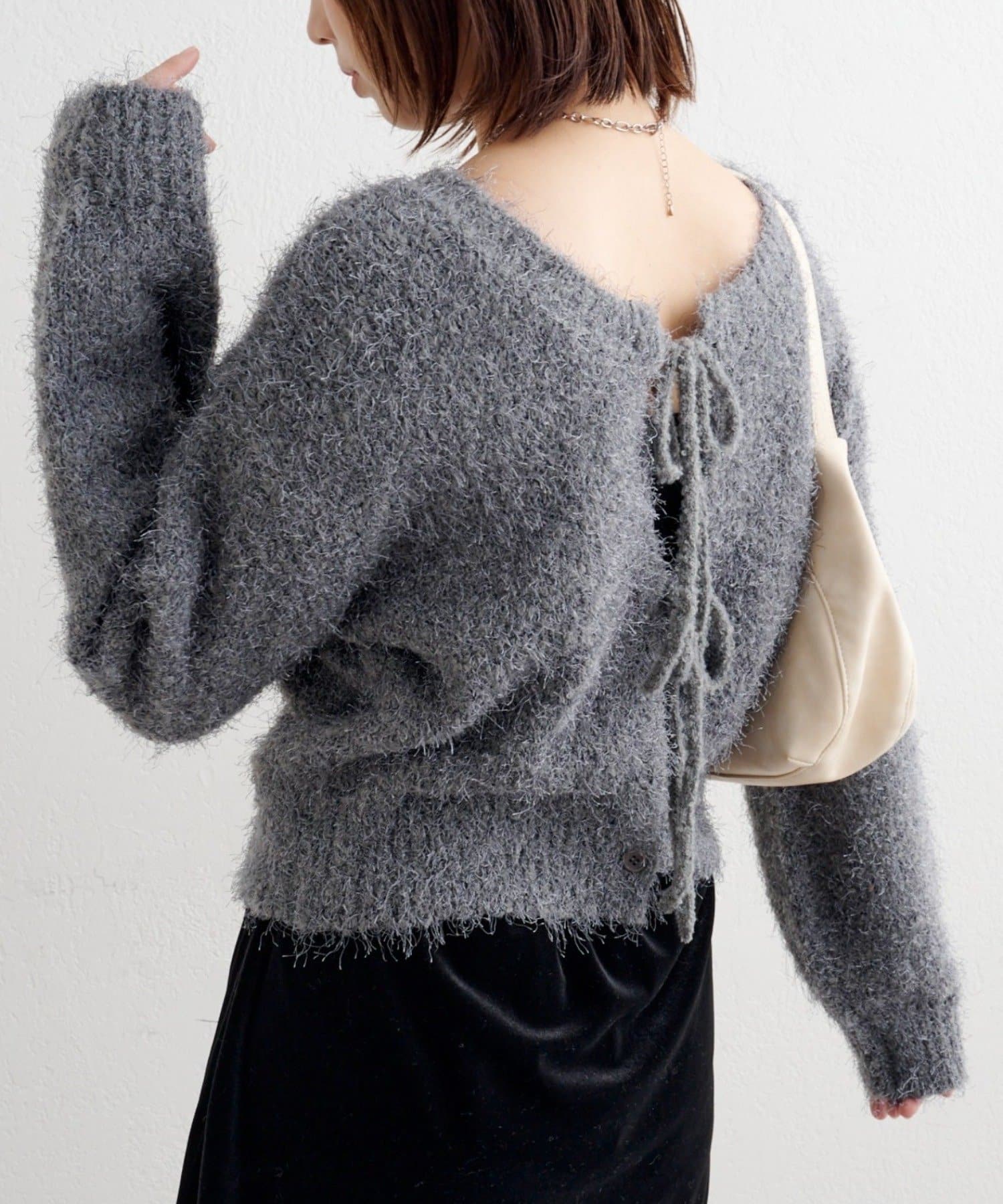 Kastane(カスタネ) 【前後2WAY】B シャギーニットカーディガン