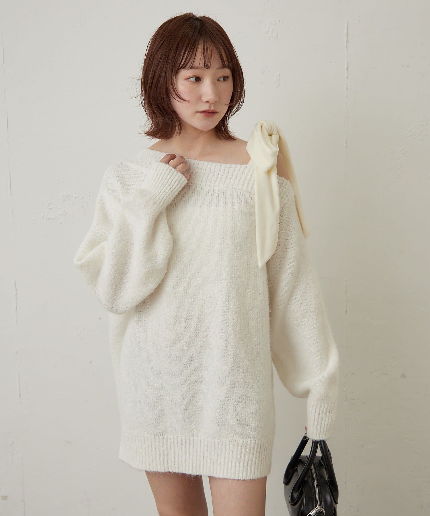 mline(エムライン) [mline]ショルダーリボン ニットワンピース