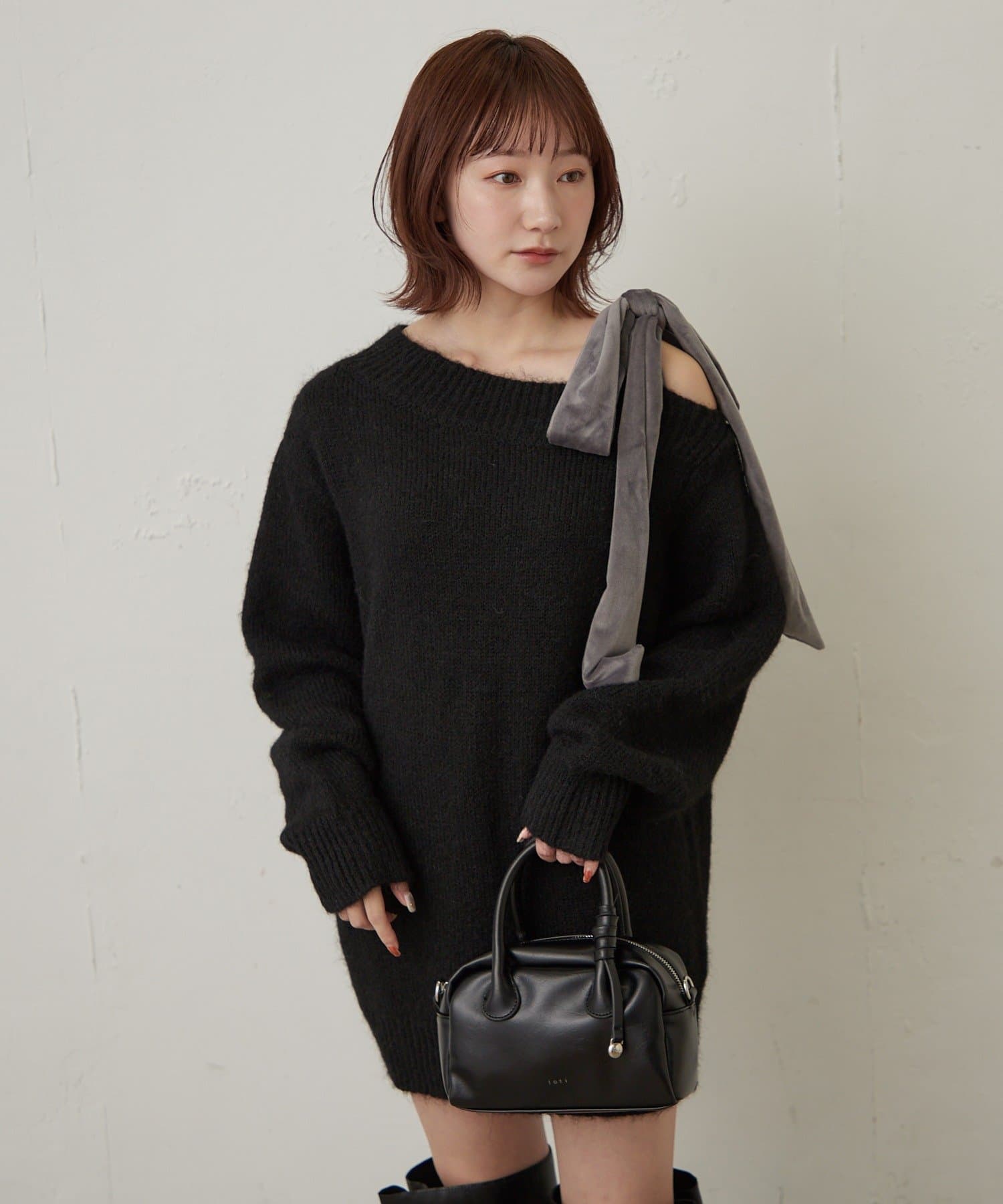 mline(エムライン) [mline]ショルダーリボン ニットワンピース